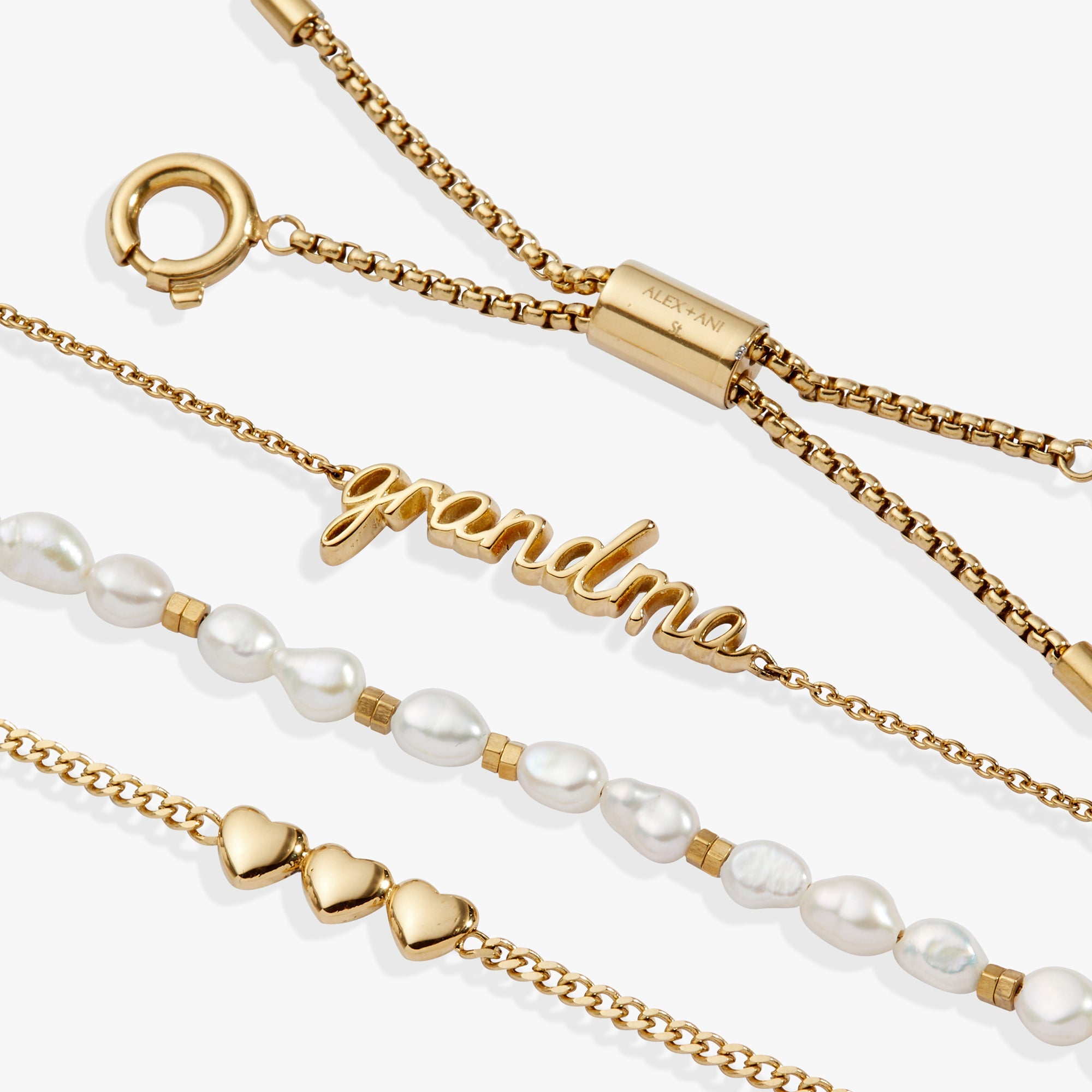 “Home is where the heart is” Grandma Stranded Bracelet Stainless Steel Gold | Alex and Ani