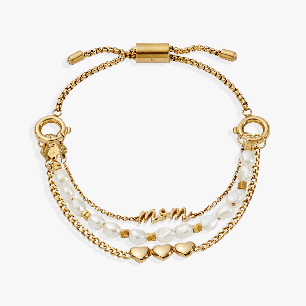“Home is where the heart is” Mom Stranded Bracelet Stainless Steel Gold | Alex and Ani