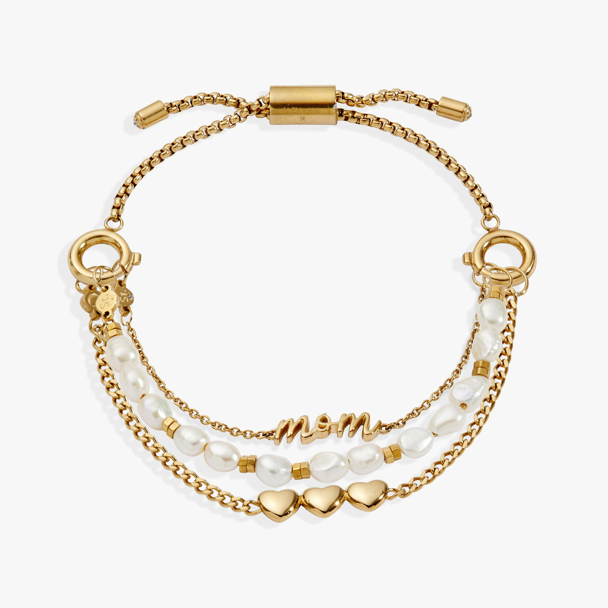 “Home is where the heart is” Mom Stranded Bracelet Stainless Steel Gold | Alex and Ani