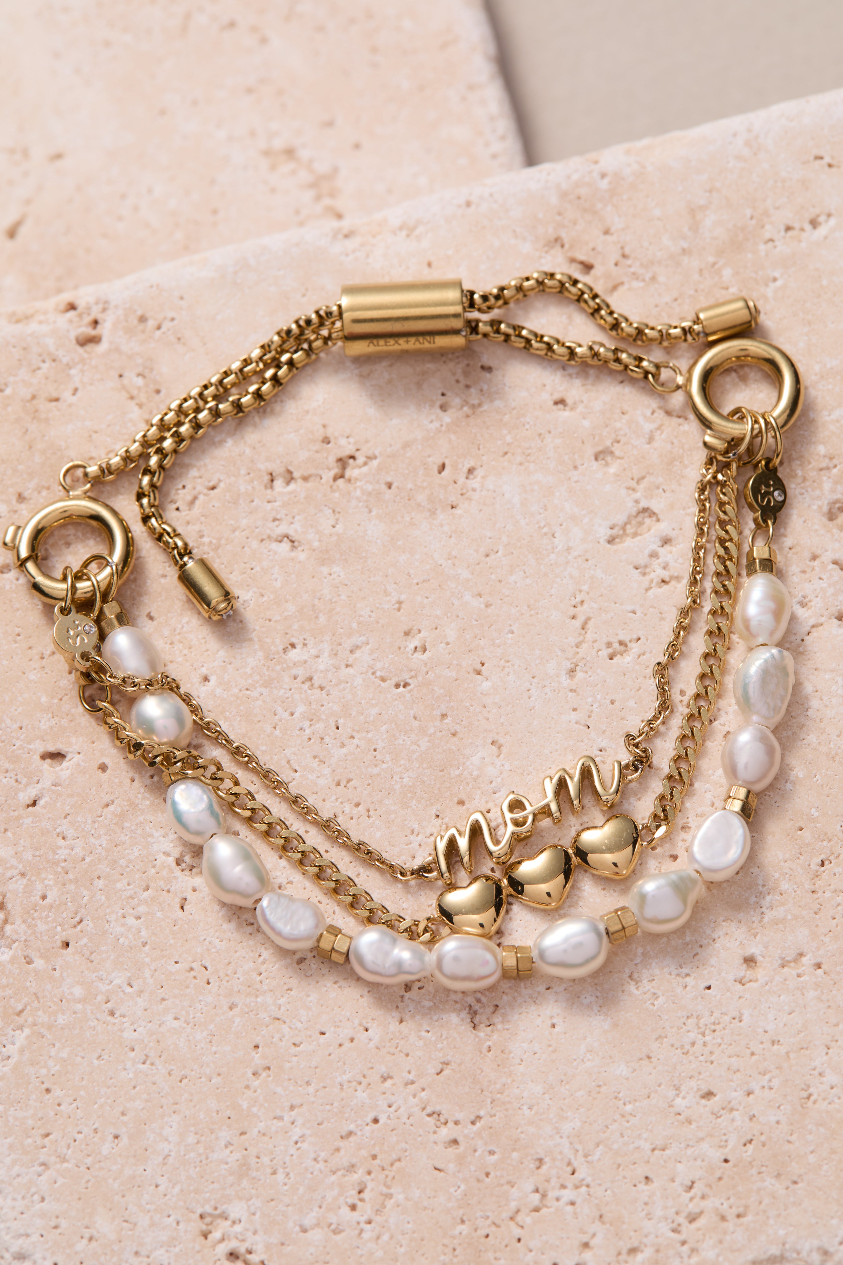 “Home is where the heart is” Mom Stranded Bracelet Stainless Steel Gold | Alex and Ani
