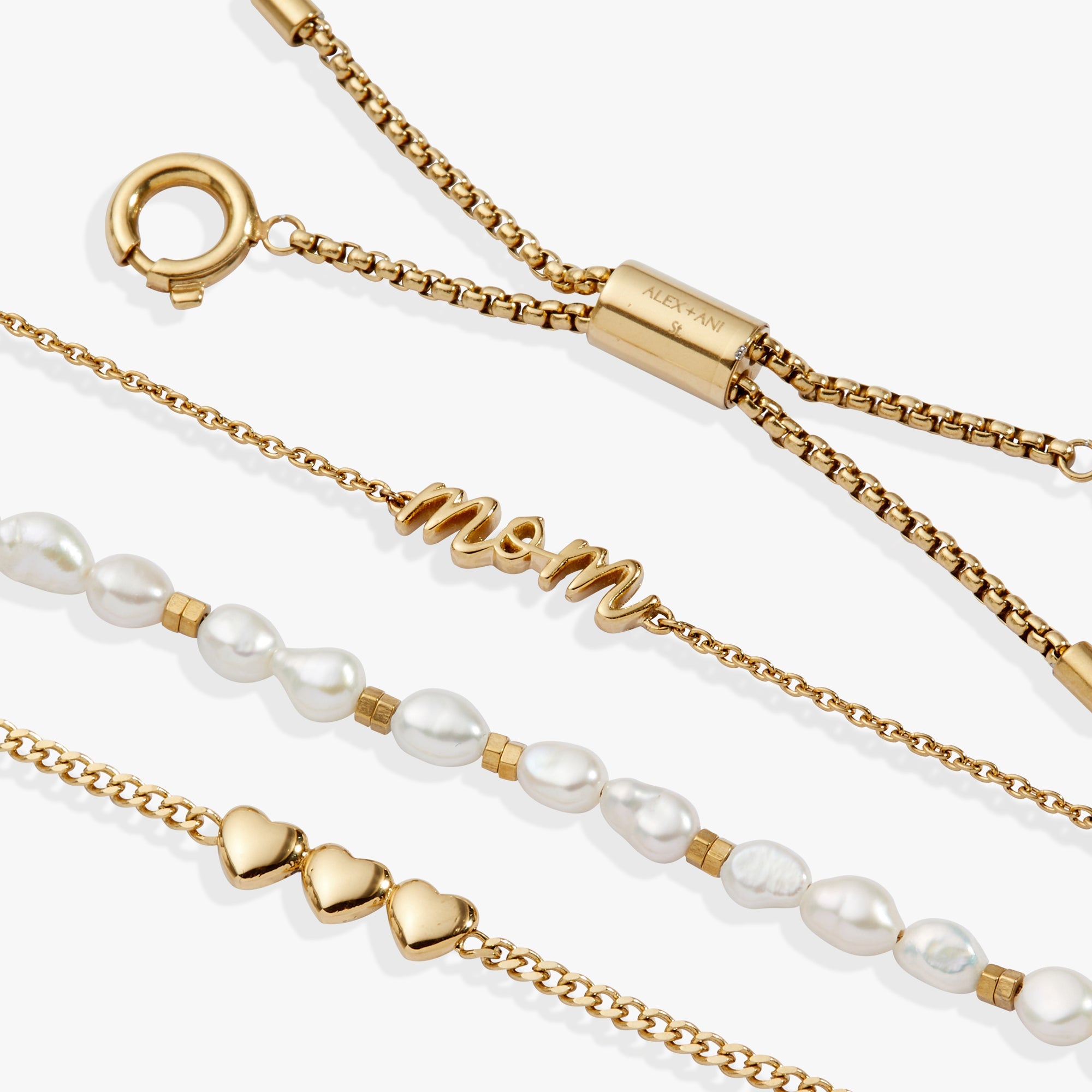 “Home is where the heart is” Mom Stranded Bracelet Stainless Steel Gold | Alex and Ani