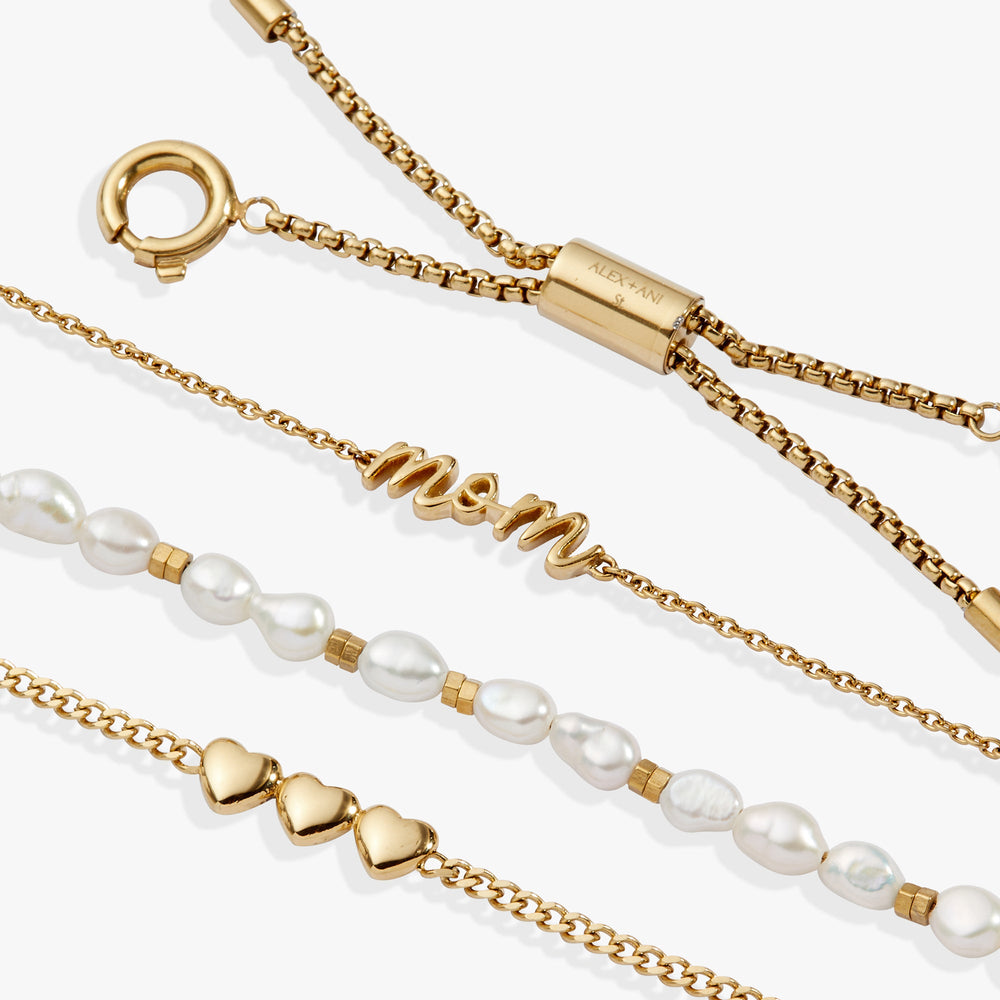“Home is where the heart is” Mom Stranded Bracelet Stainless Steel Gold | Alex and Ani