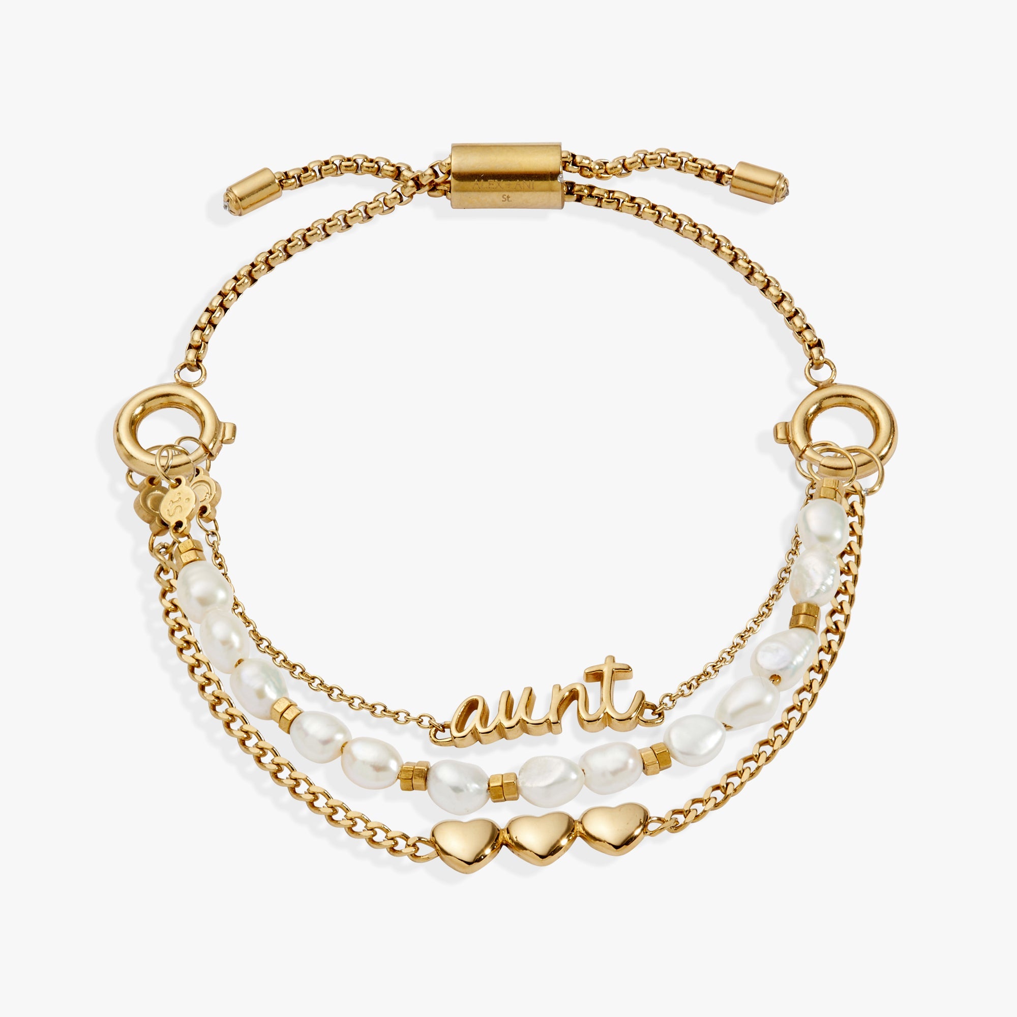 “Home is where the heart is” Aunt Stranded Bracelet Stainless Steel Gold | Alex and Ani