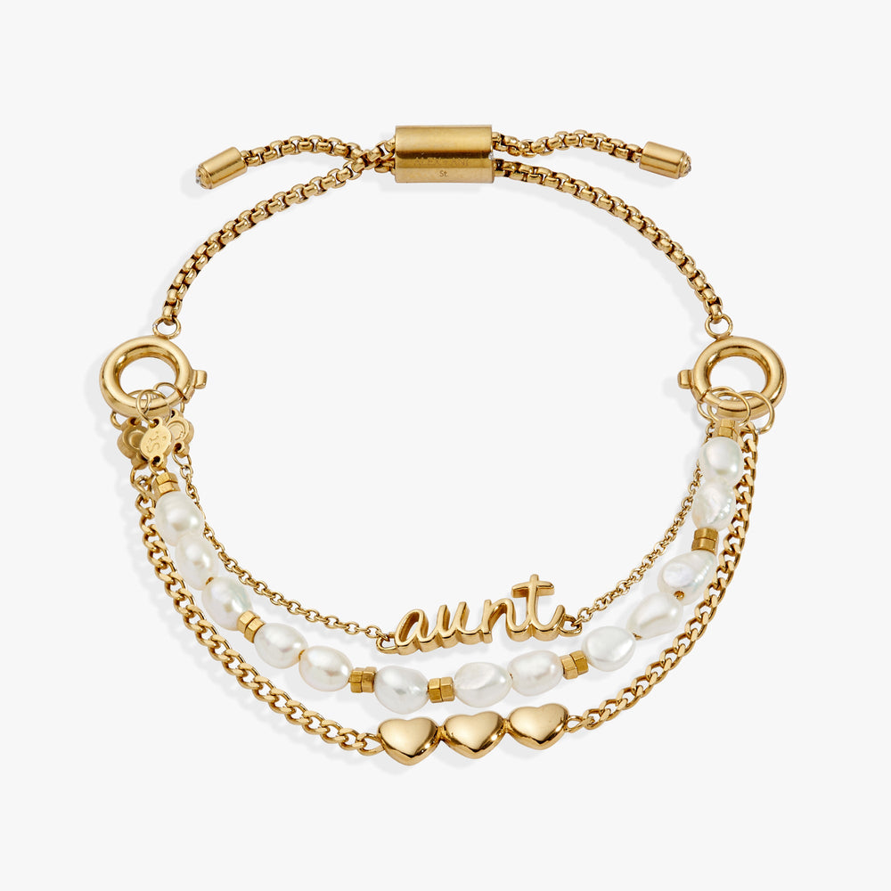 “Home is where the heart is” Aunt Stranded Bracelet Stainless Steel Gold | Alex and Ani