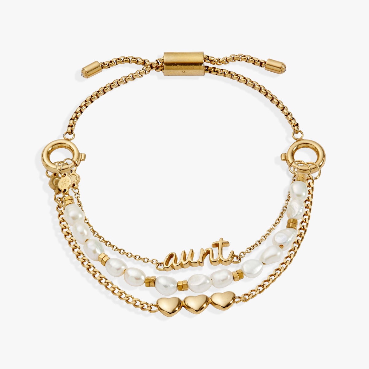“Home is where the heart is” Aunt Stranded Bracelet Stainless Steel Gold | Alex and Ani