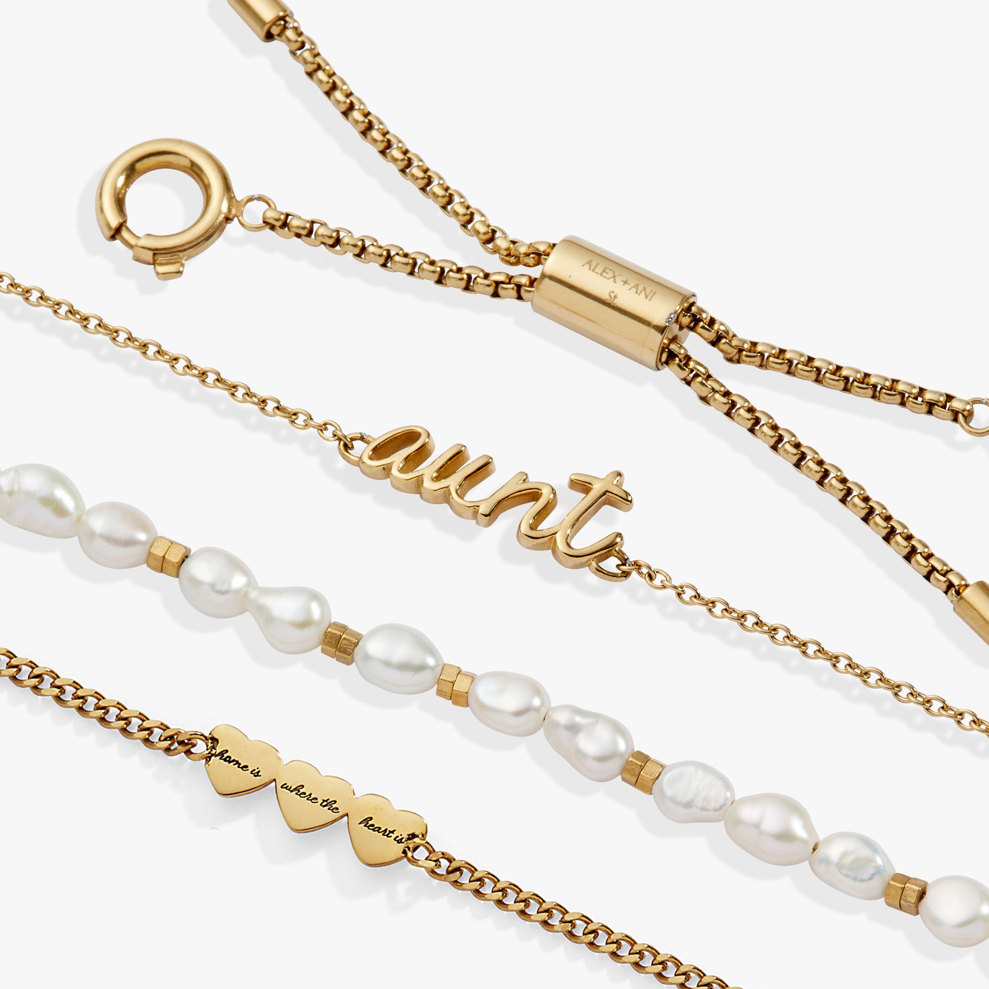 “Home is where the heart is” Aunt Stranded Bracelet Stainless Steel Gold | Alex and Ani