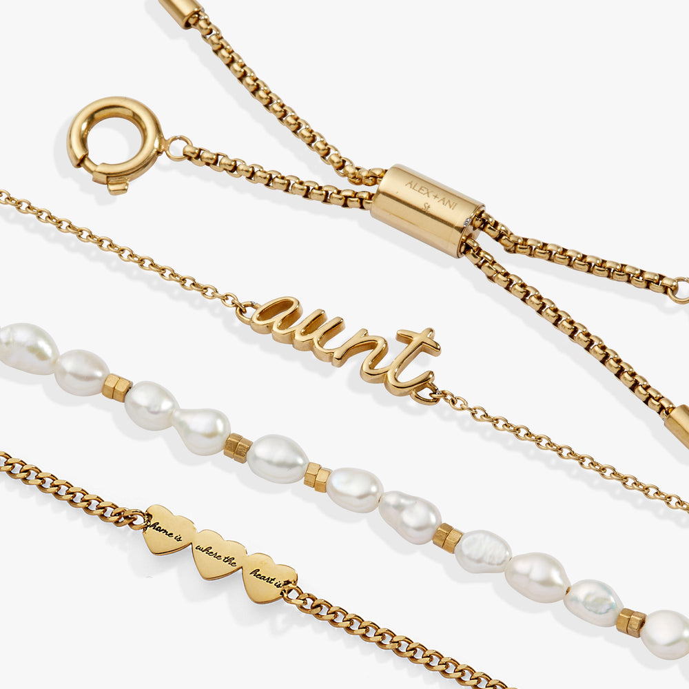 “Home is where the heart is” Aunt Stranded Bracelet Stainless Steel Gold | Alex and Ani