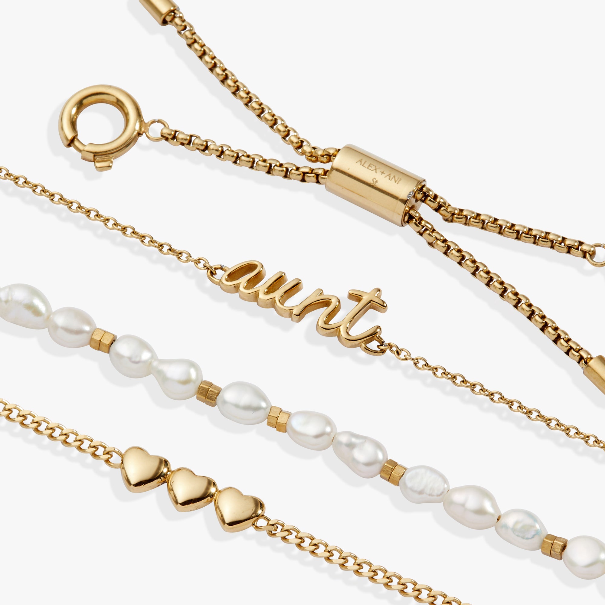 “Home is where the heart is” Aunt Stranded Bracelet Stainless Steel Gold | Alex and Ani