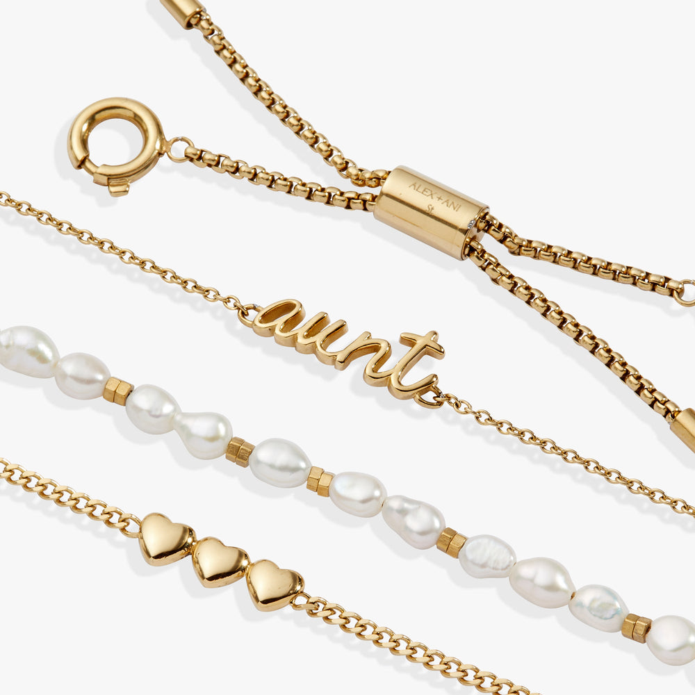 “Home is where the heart is” Aunt Stranded Bracelet Stainless Steel Gold | Alex and Ani
