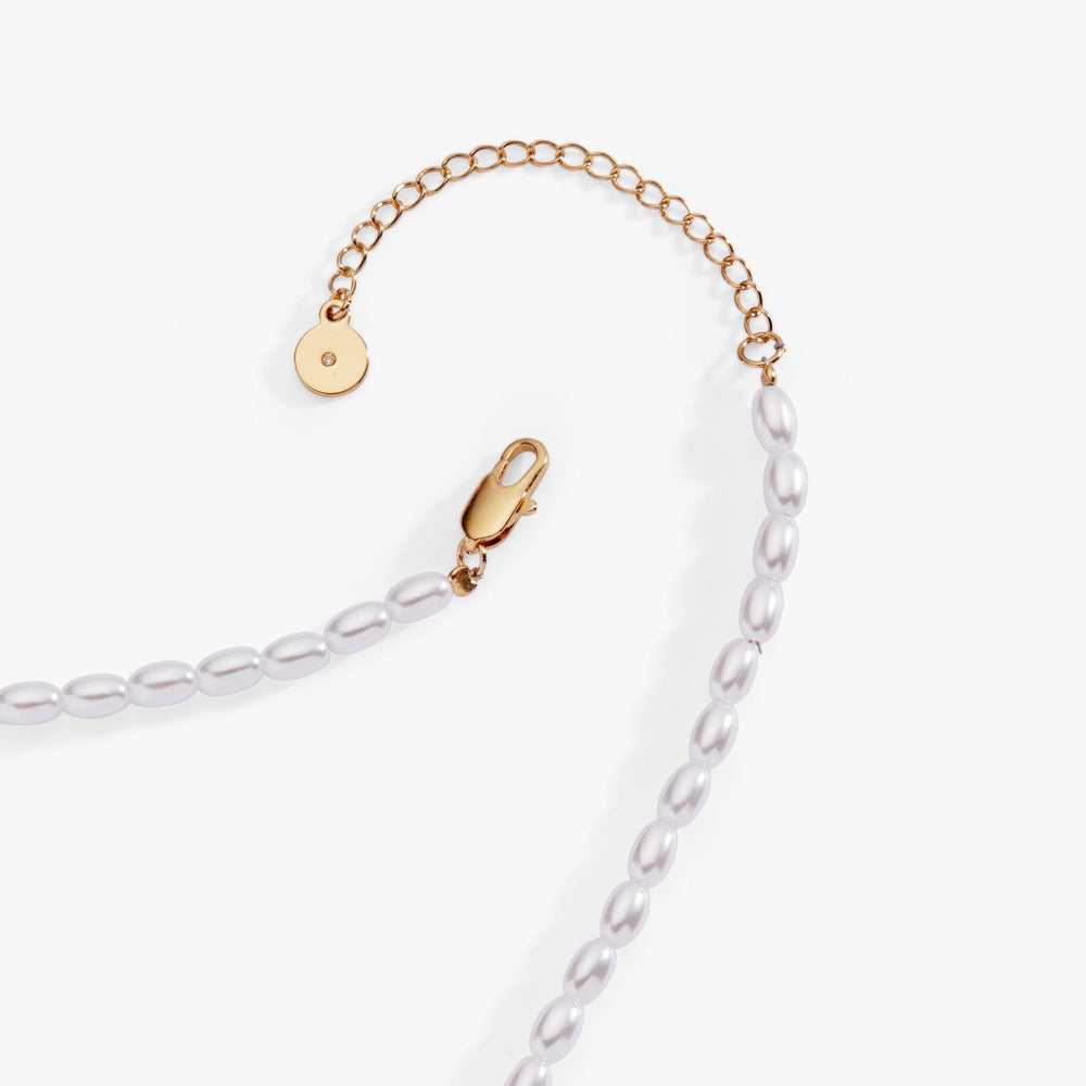 Beaded Pearl WIFEY Bubble Necklace Gold | Alex and Ani