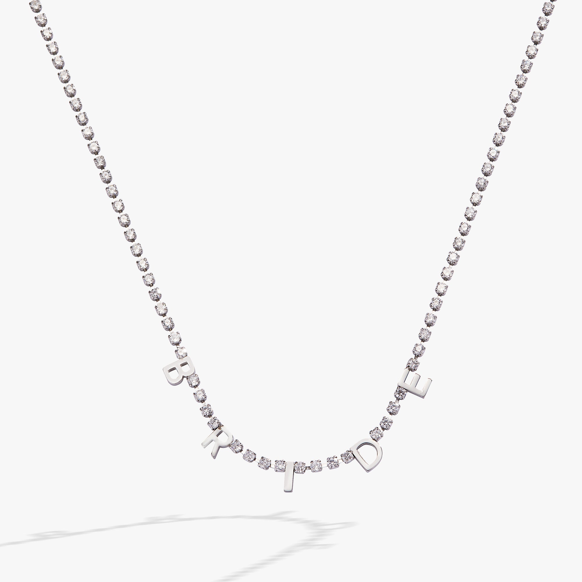 “Bride” Crystal Tennis Necklace – Dazzling Bridal Jewelry Gift Stainless Steel Gold | Alex and Ani