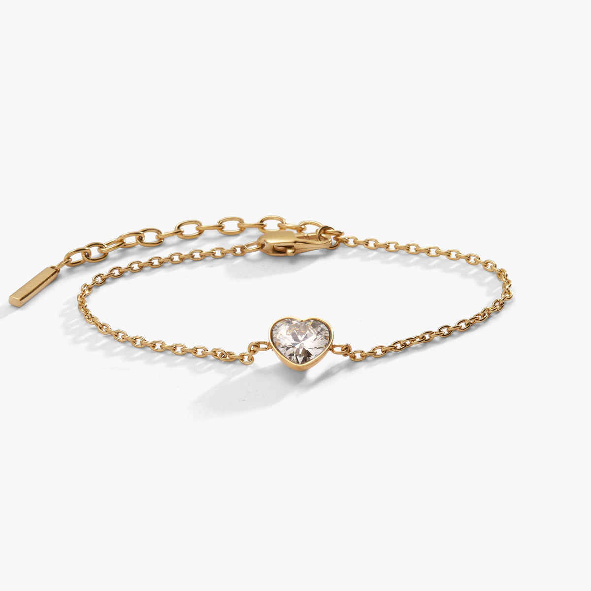 Crystal Heart Inline Bracelet – Romantic Bridal or Special Occasion Jewelry Stainless Steel Gold | Alex and Ani