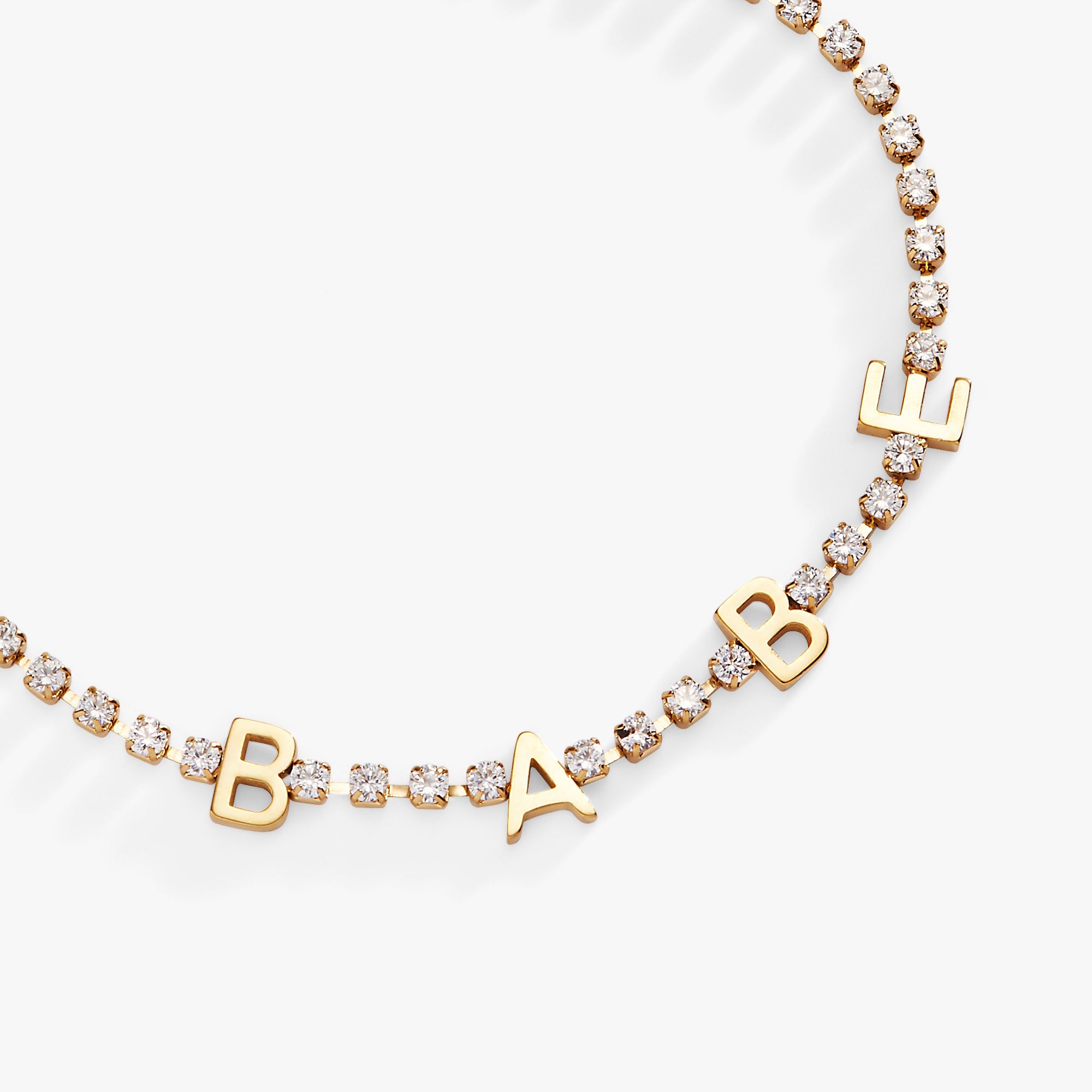 “Babe” Crystal Tennis Bracelet – Fun Special Occasion Jewelry Gift Stainless Steel Gold | Alex and Ani