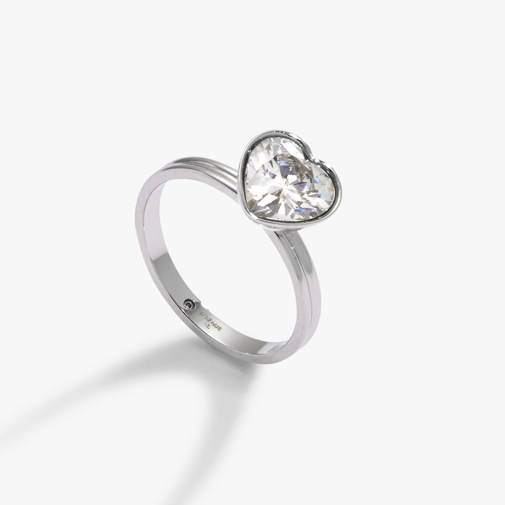 Crystal Heart Ring – Romantic Bridal and Evening Jewelry Stainless Steel Silver | Alex and Ani