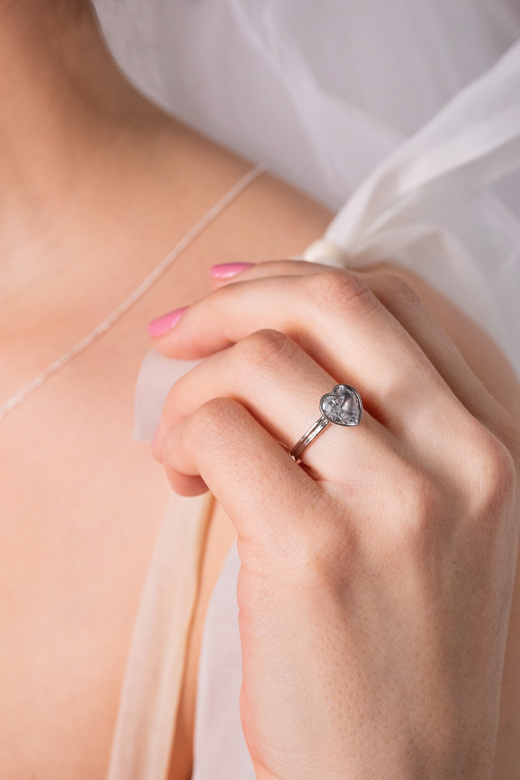 Crystal Heart Ring – Romantic Bridal and Evening Jewelry Stainless Steel Silver | Alex and Ani