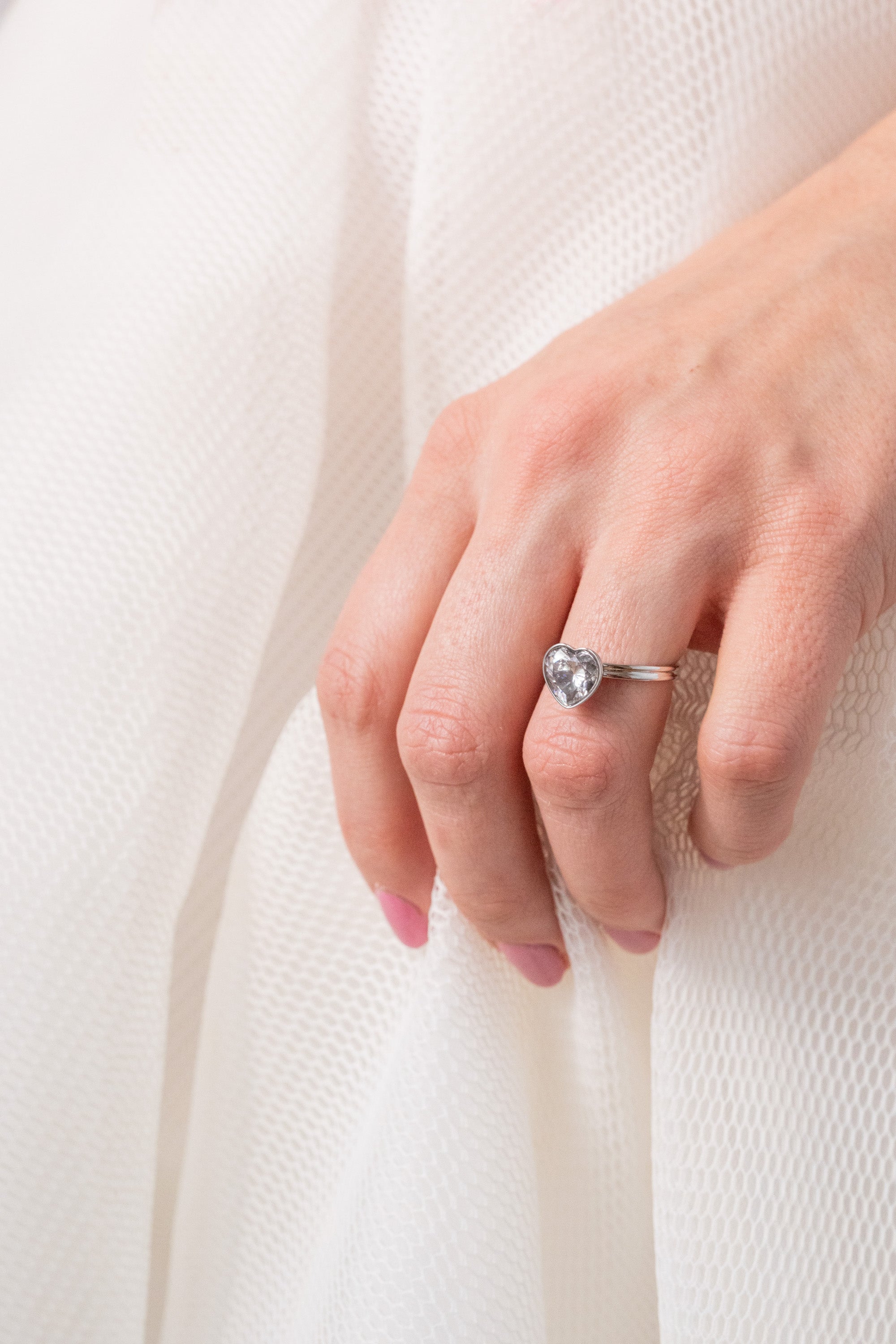 Crystal Heart Ring – Romantic Bridal and Evening Jewelry Stainless Steel Silver | Alex and Ani
