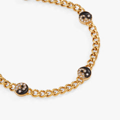 Yin Yang Curb Chain Bracelet Stainless Steel Gold | Alex and Ani