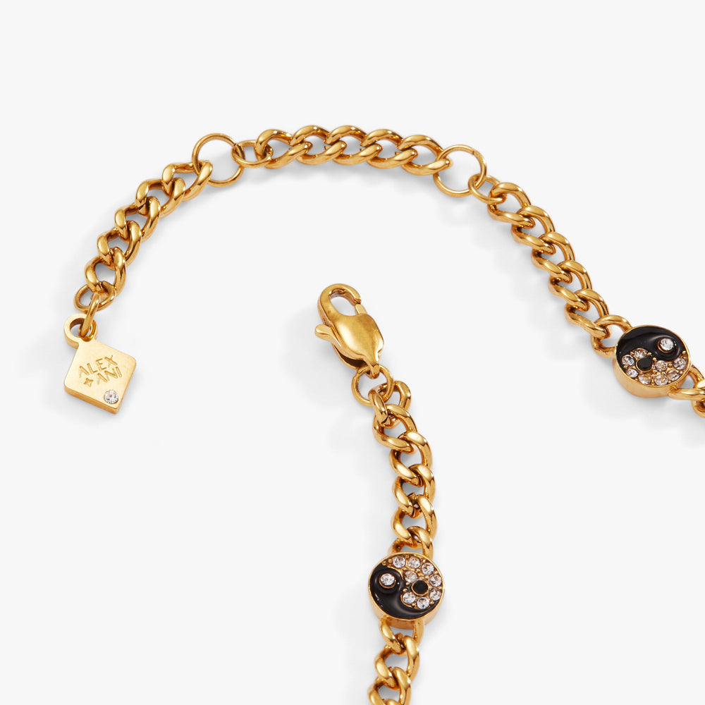 Yin Yang Curb Chain Bracelet Stainless Steel Gold | Alex and Ani