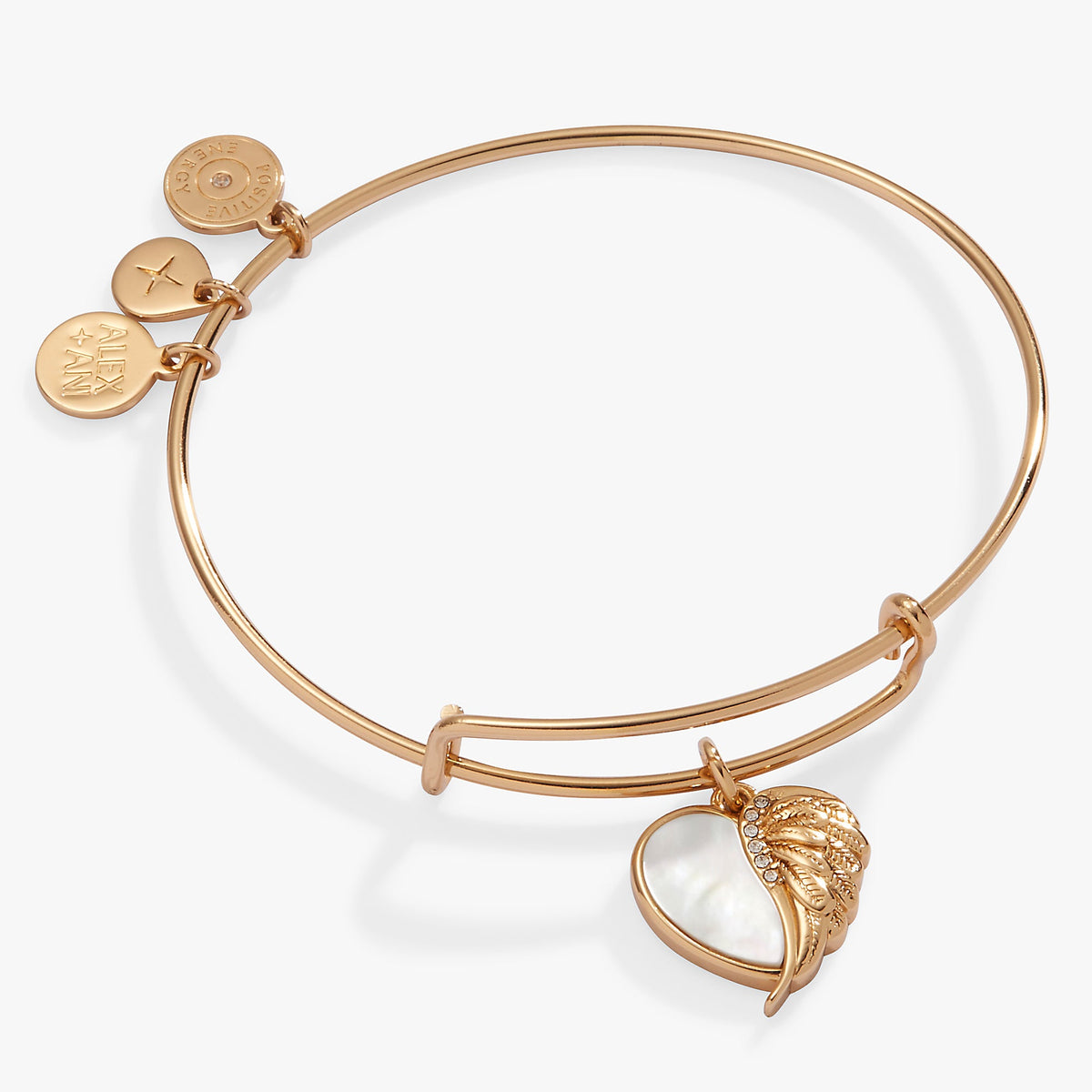 Wings of Protection Charm Bangle Gold | Alex and Ani
