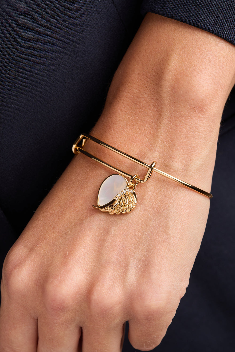 Wings of Protection Charm Bangle Gold | Alex and Ani