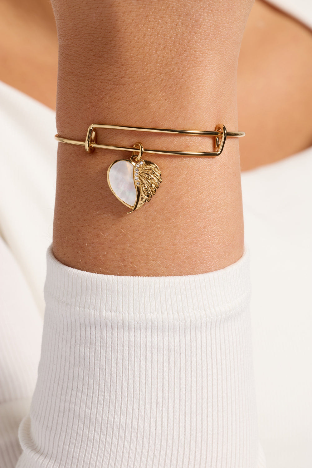 Wings of Protection Charm Bangle Gold | Alex and Ani