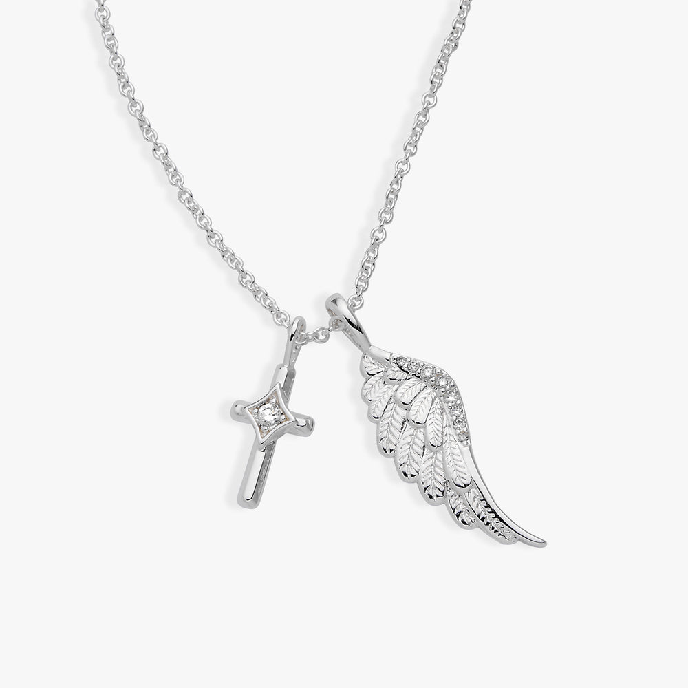 Faith Duo Charm Necklace Silver | Alex and Ani