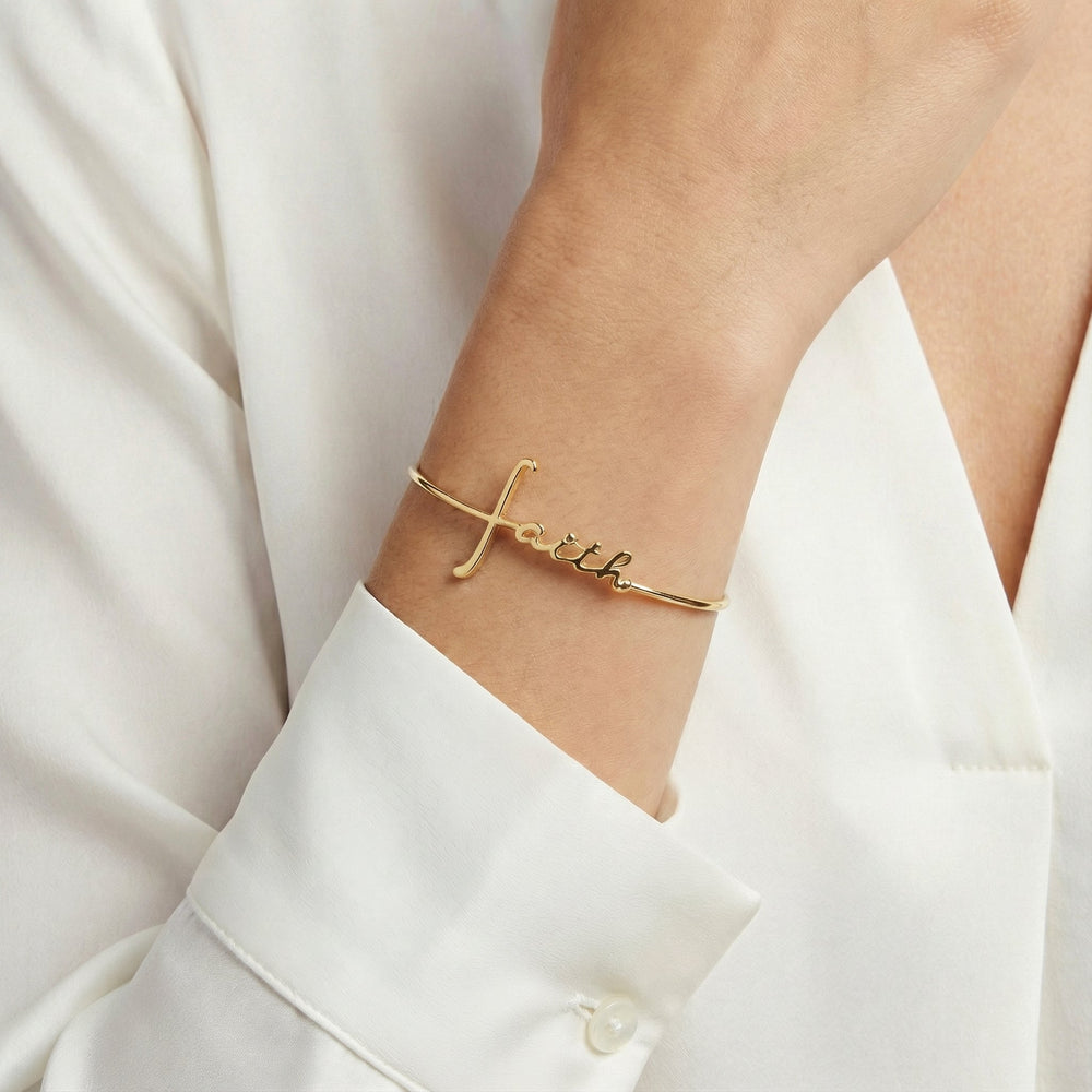 Faith In-Line Bracelet Gold | Alex and Ani