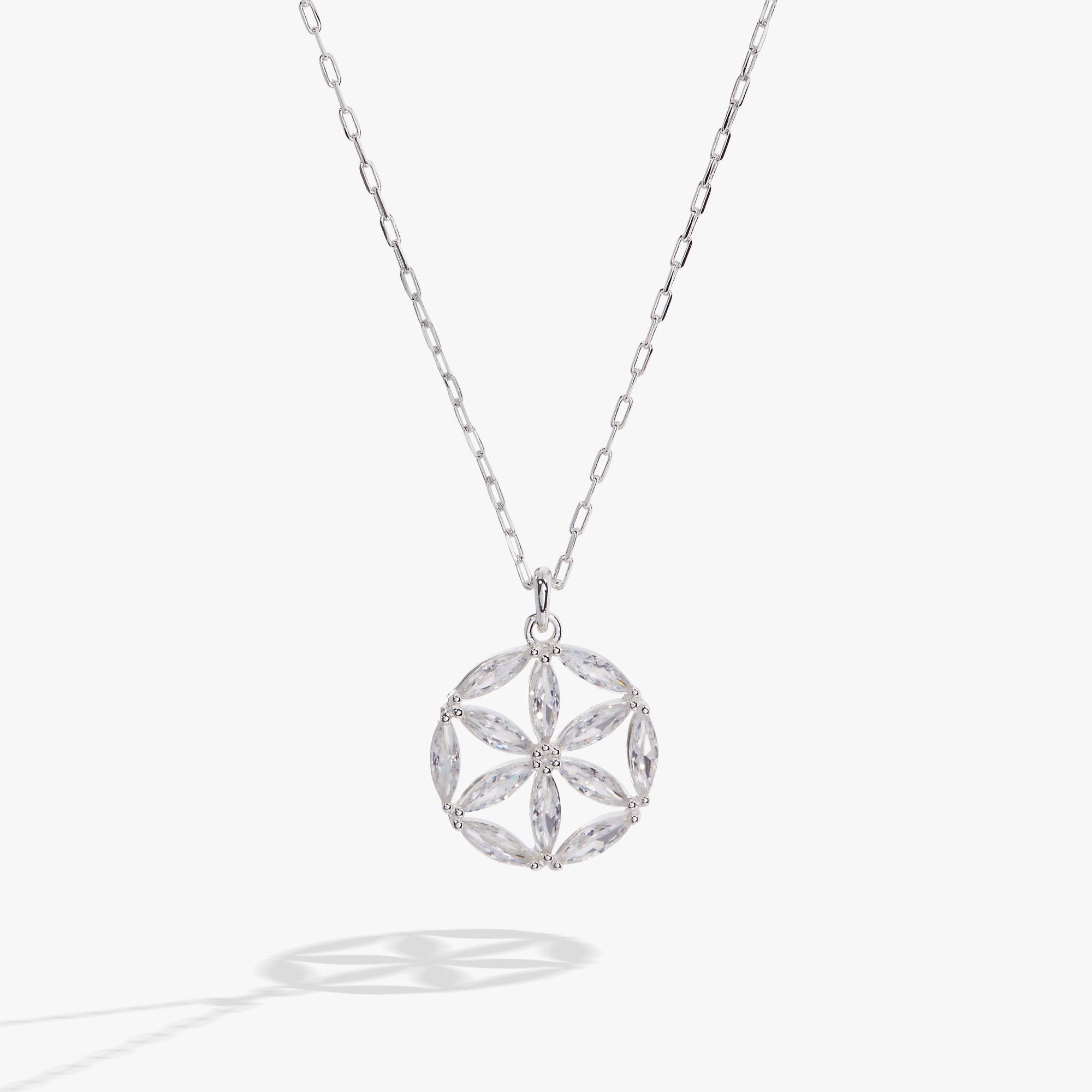 Faith and Family Rosette Pendant Necklace Silver | Alex and Ani