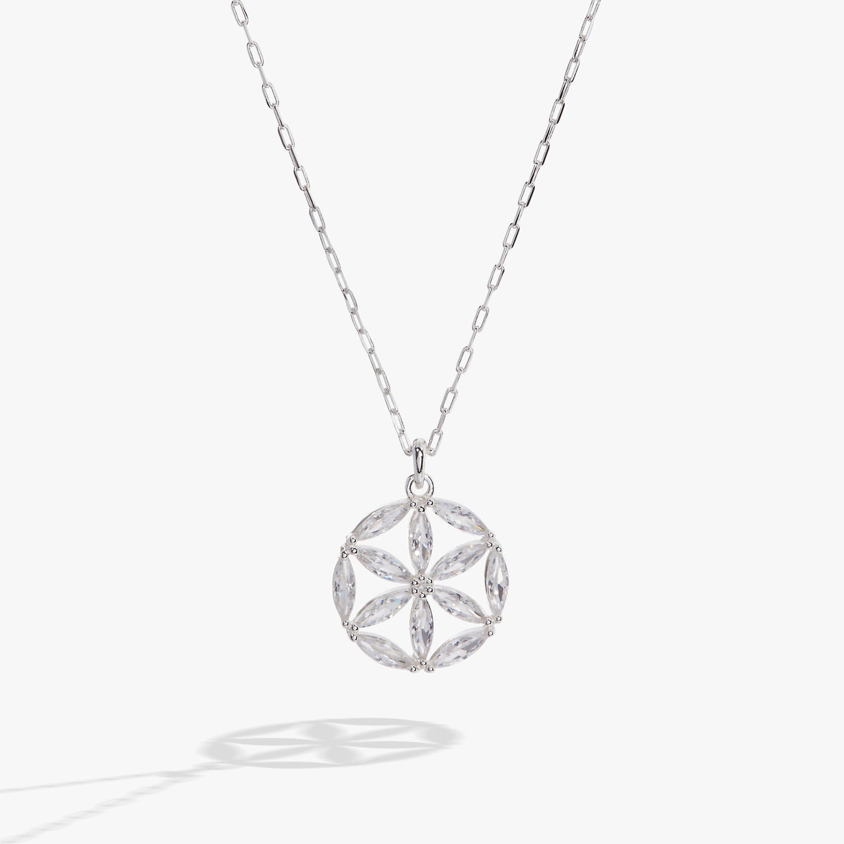 Faith and Family Rosette Pendant Necklace Silver | Alex and Ani