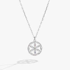 Faith and Family Rosette Pendant Necklace Silver | Alex and Ani