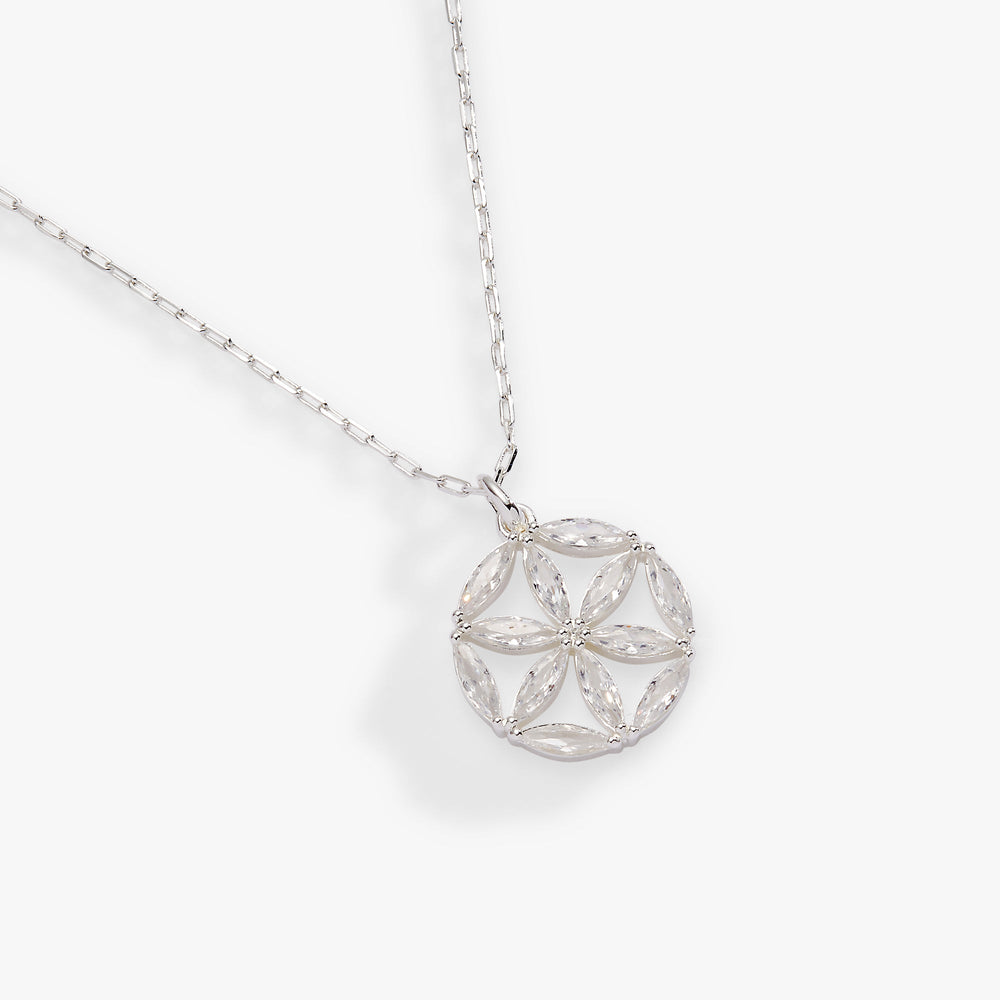Faith and Family Rosette Pendant Necklace Silver | Alex and Ani