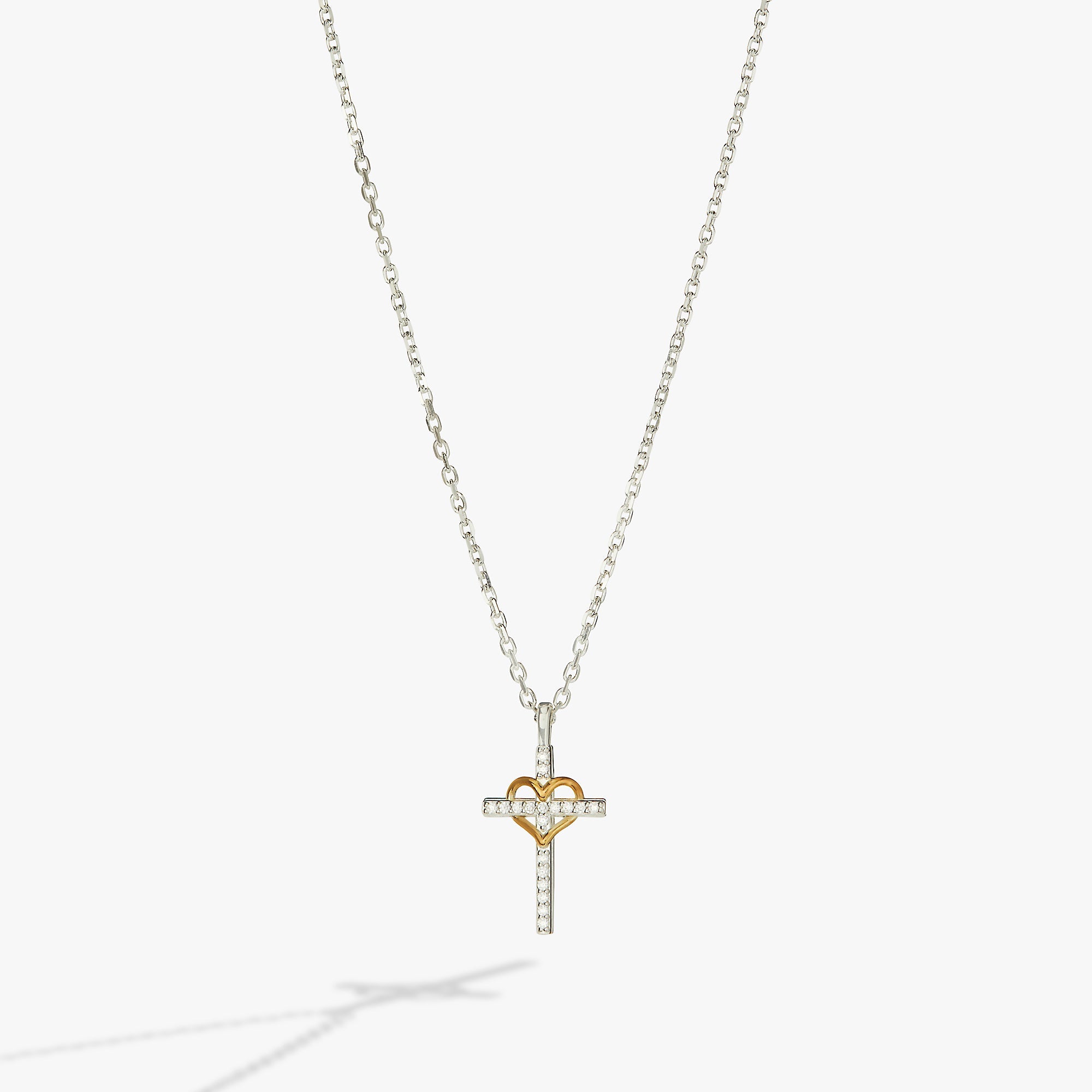 Sterling Silver Cross and Heart Necklace – Faith & Love Special Occasion Jewelry Two Tone - Sterling Silver | Alex and Ani