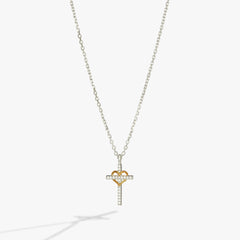 Sterling Silver Cross and Heart Necklace – Faith & Love Special Occasion Jewelry Two Tone - Sterling Silver | Alex and Ani