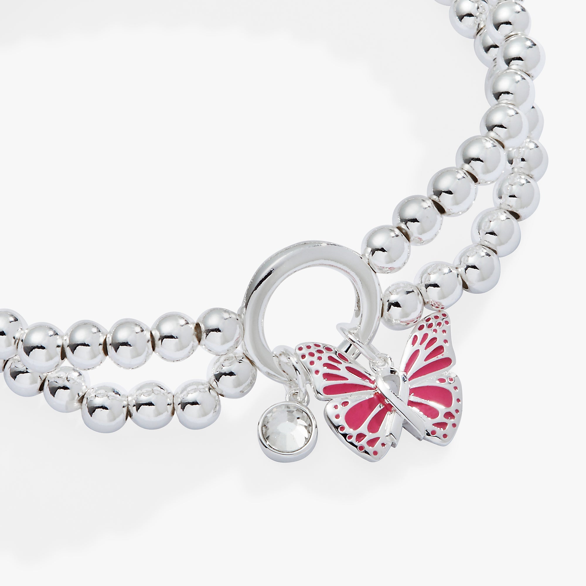 Breast Cancer Awareness Butterfly Stretch Bracelet Silver | Alex and Ani