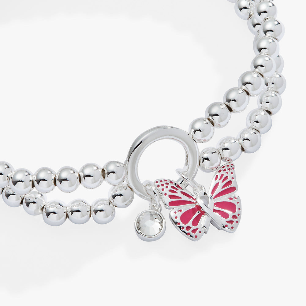 Breast Cancer Awareness Butterfly Stretch Bracelet Silver | Alex and Ani