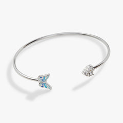 Butterfly + Crystal Flex Cuff Bracelet | April Butterfly Silver | Alex and Ani