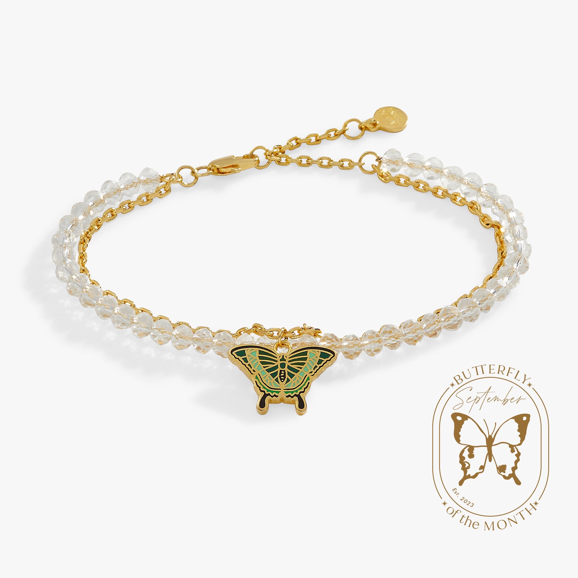 Emerald Swallowtail Butterfly Charm Bracelet Gold | Alex and Ani