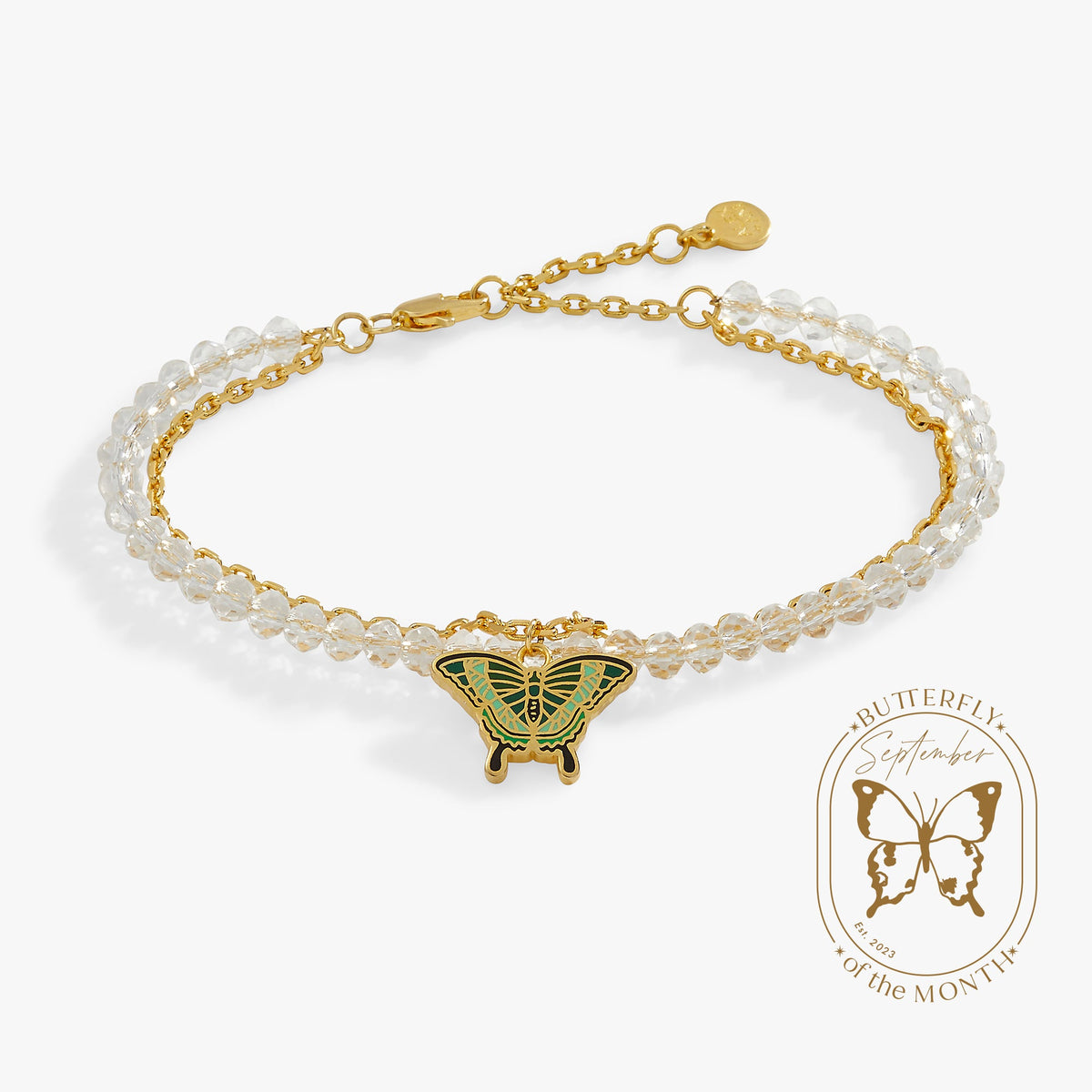 Emerald Swallowtail Butterfly Charm Bracelet Gold | Alex and Ani