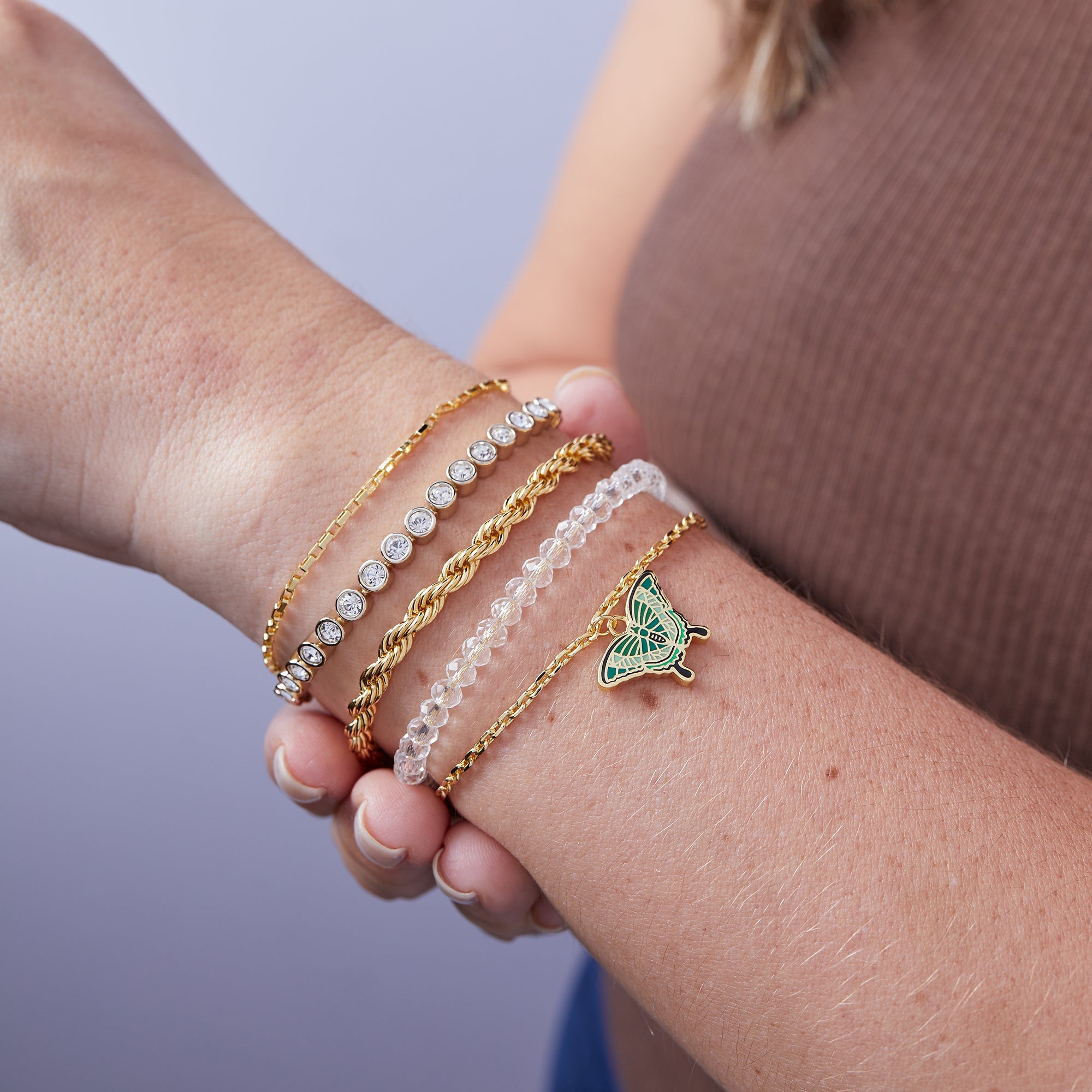 Emerald Swallowtail Butterfly Charm Bracelet Gold | Alex and Ani