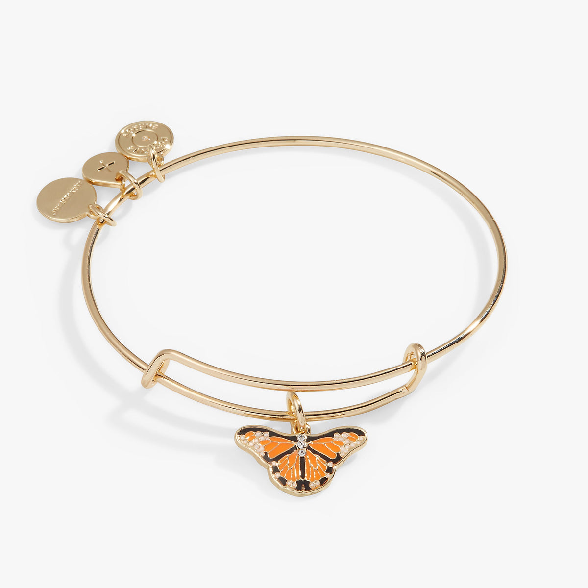 Monarch Butterfly + Crystal Accent Charm Bangle Gold | Alex and Ani