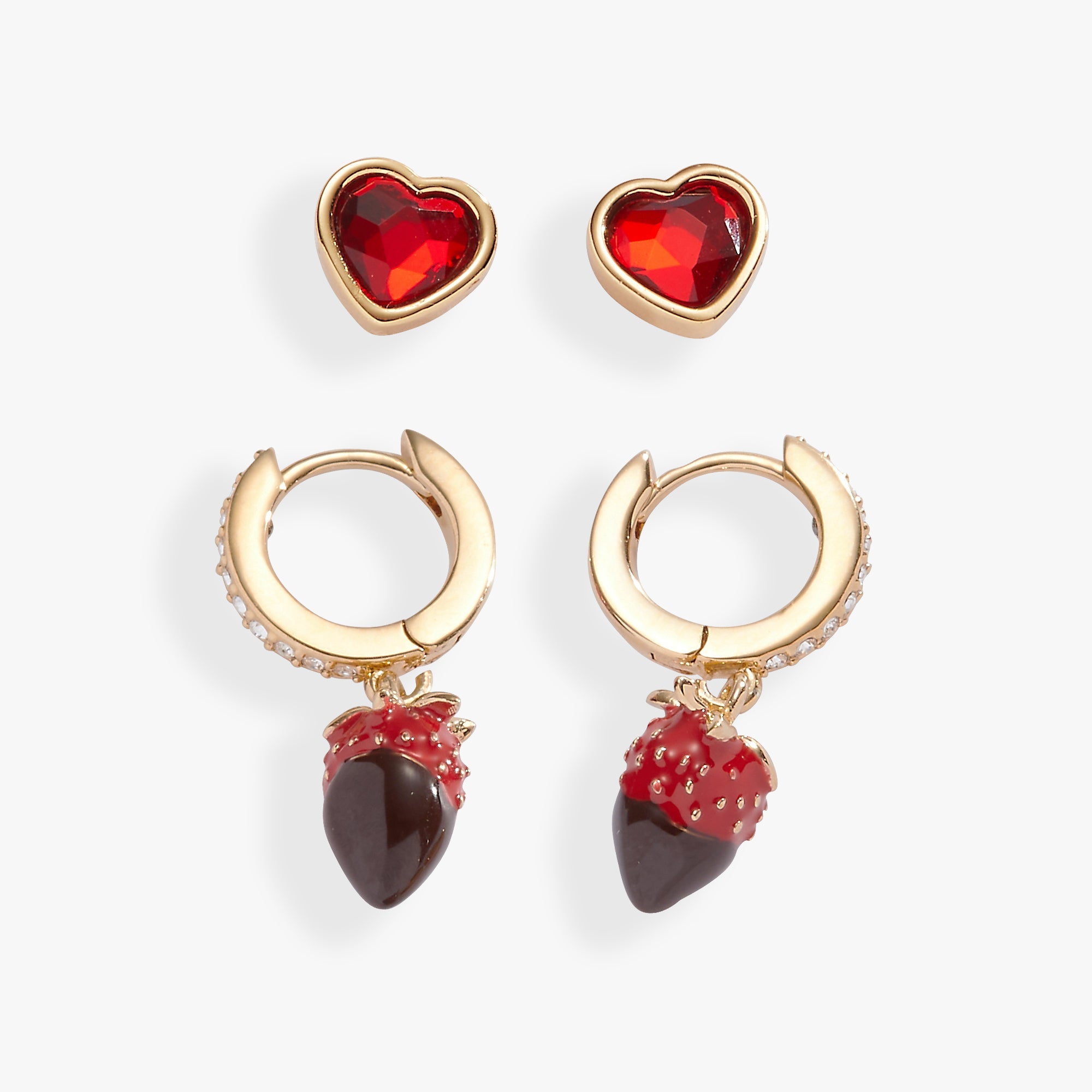 Chocolate-Covered Strawberry Earrings, Set of 2 Gold | Alex and Ani