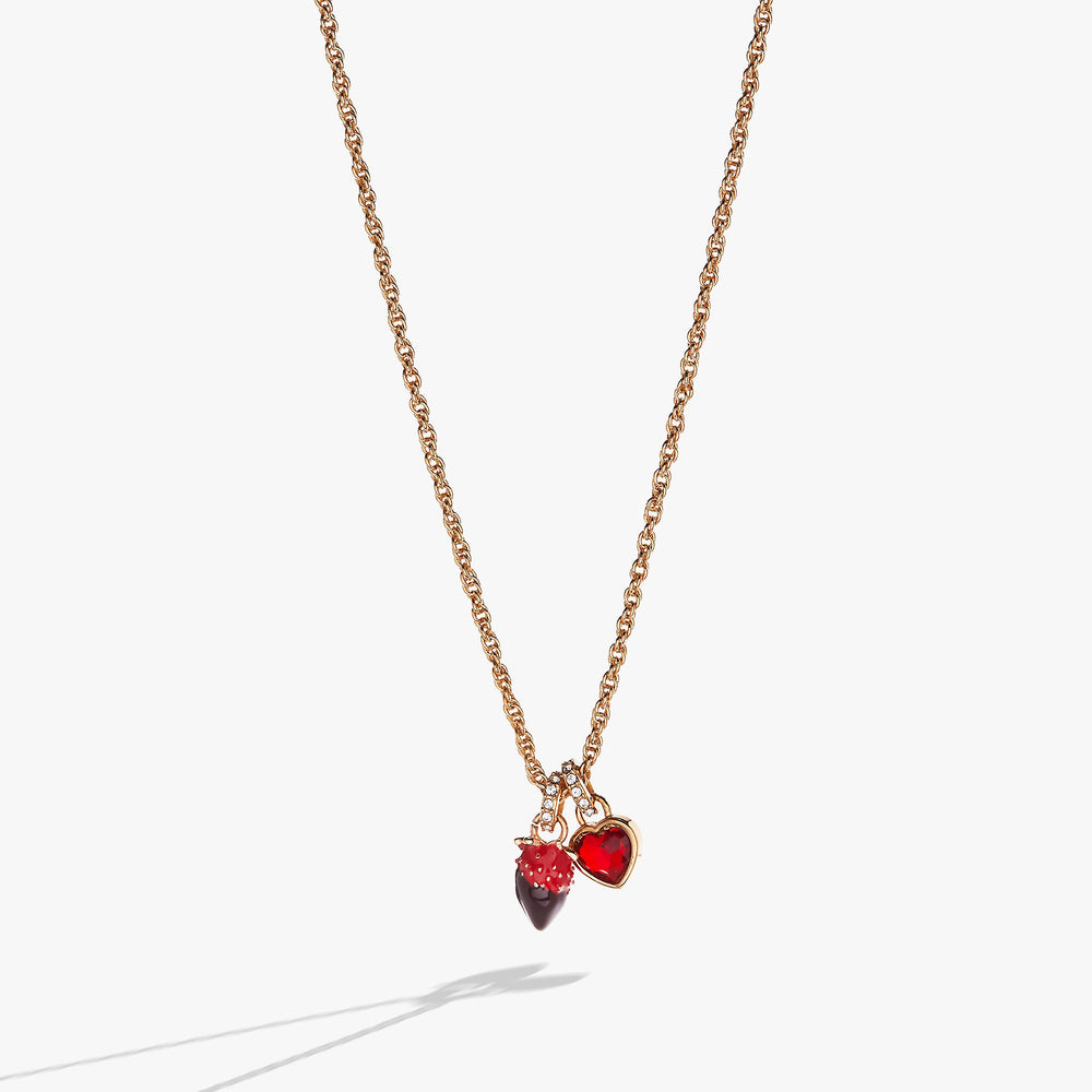 Chocolate-Covered Strawberry Duo Charm Pendant Necklace Gold | Alex and Ani