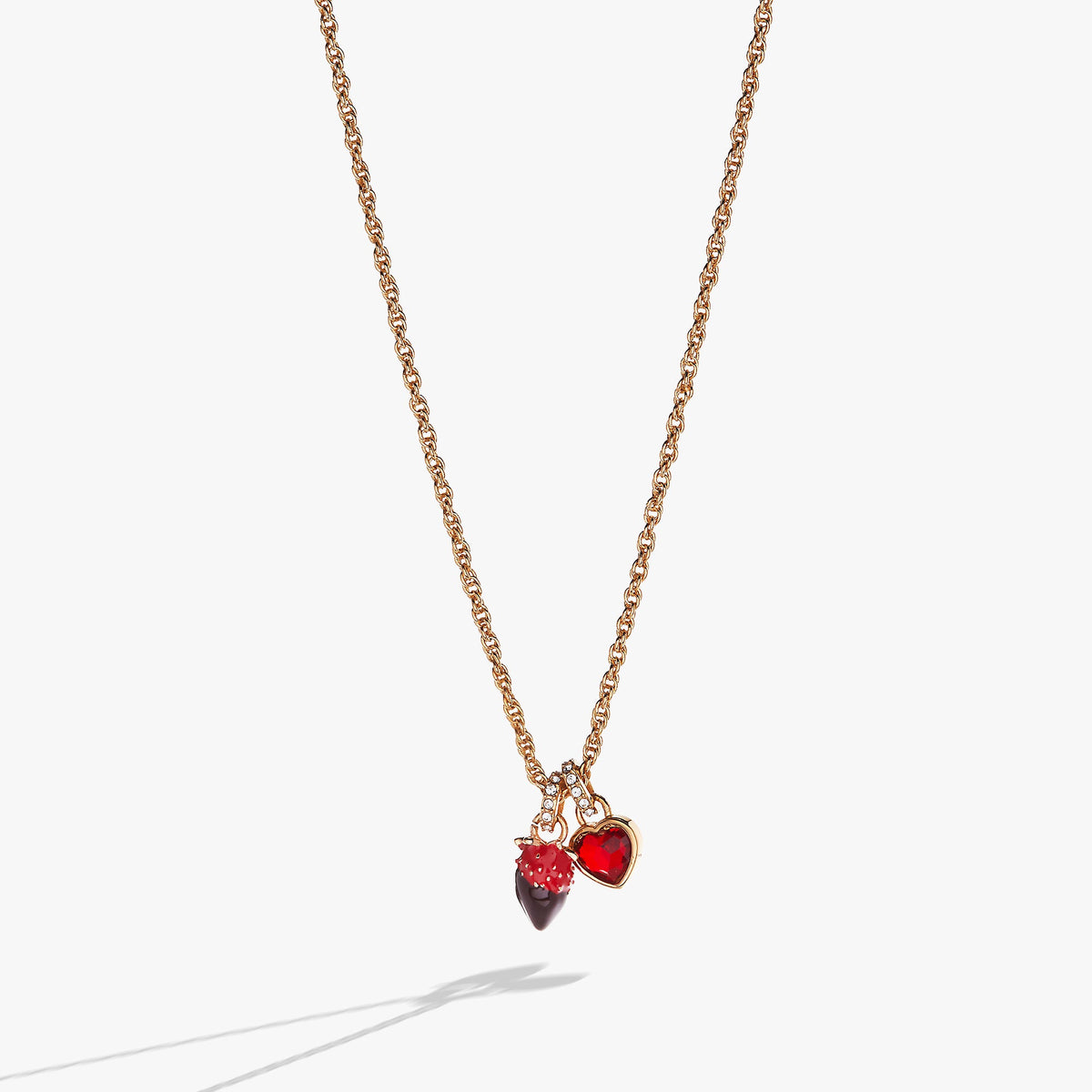 Chocolate-Covered Strawberry Duo Charm Pendant Necklace Gold | Alex and Ani