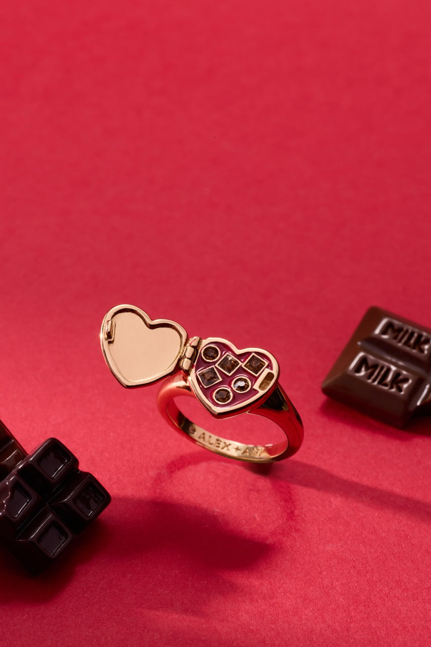 Box of Chocolate Locket Ring Gold | Alex and Ani