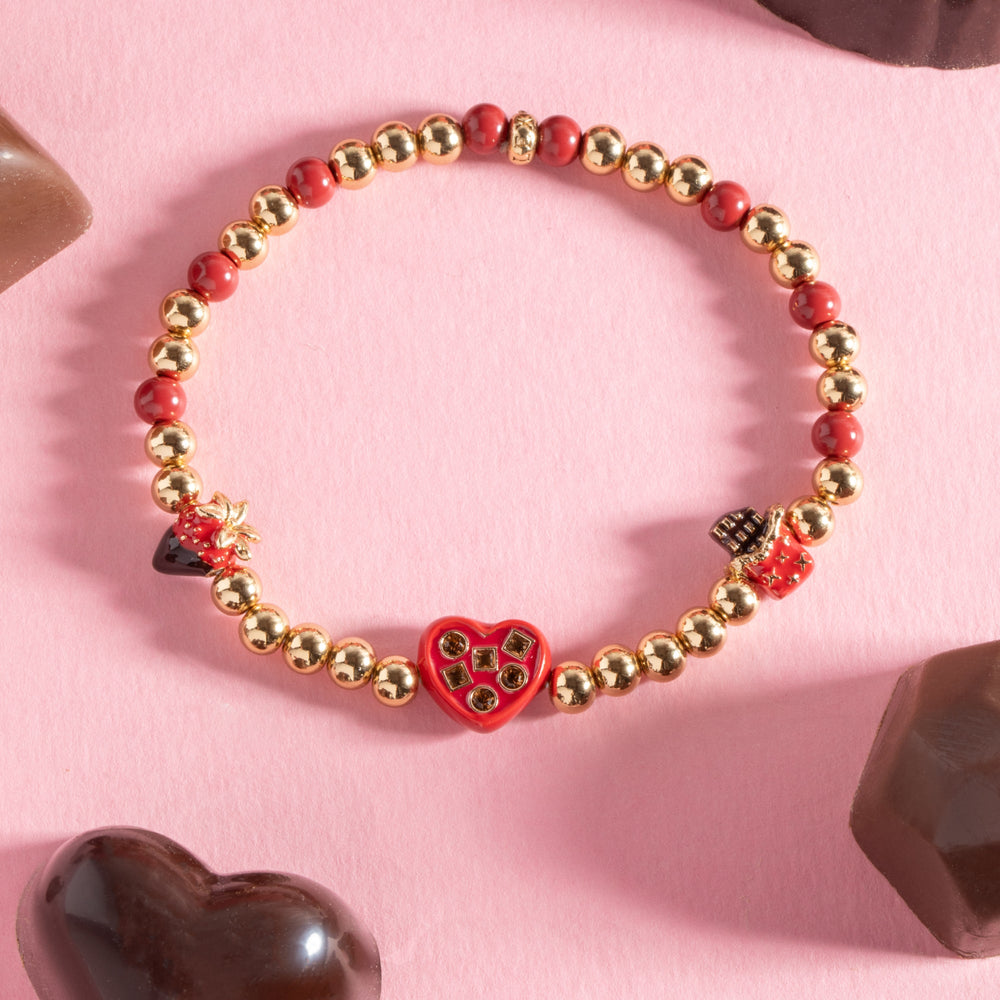 ”Chocolate Is My Love Language” Stretch Bracelet Gold | Alex and Ani