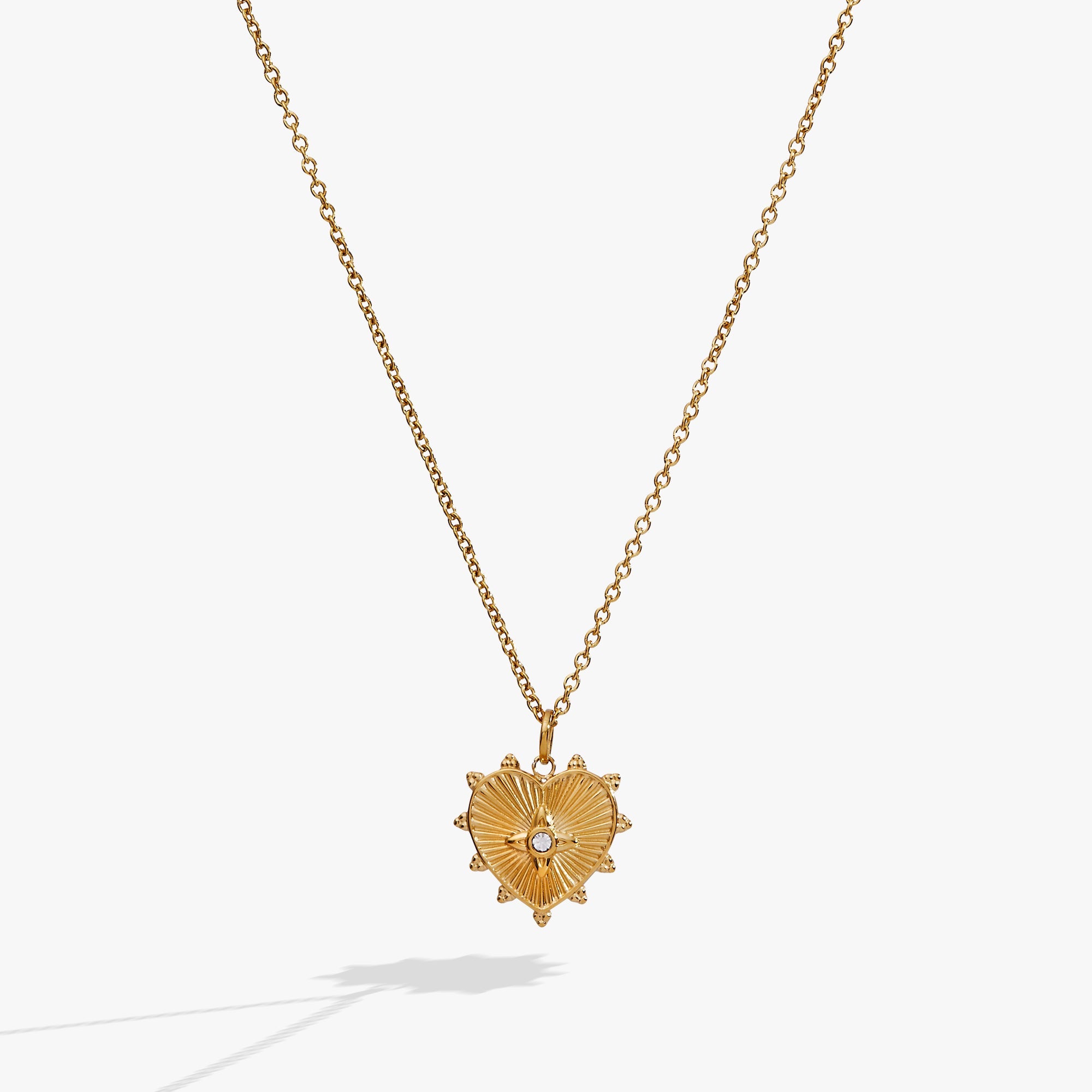 Heart Starburst Engravable Pendant Stainless Steel Gold | Alex and Ani