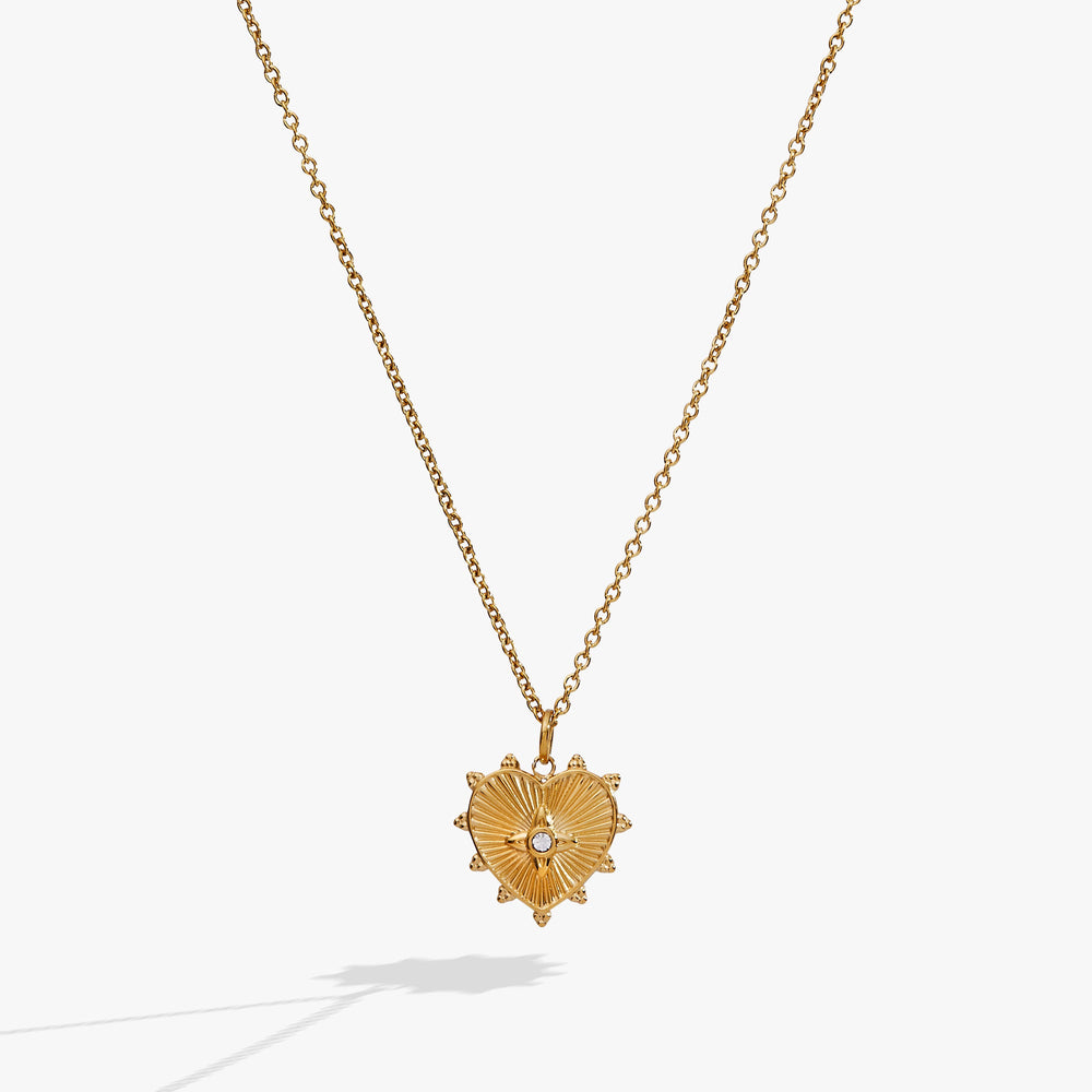 Heart Starburst Engravable Pendant Stainless Steel Gold | Alex and Ani