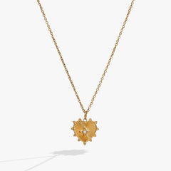 Heart Starburst Engravable Pendant Stainless Steel Gold | Alex and Ani
