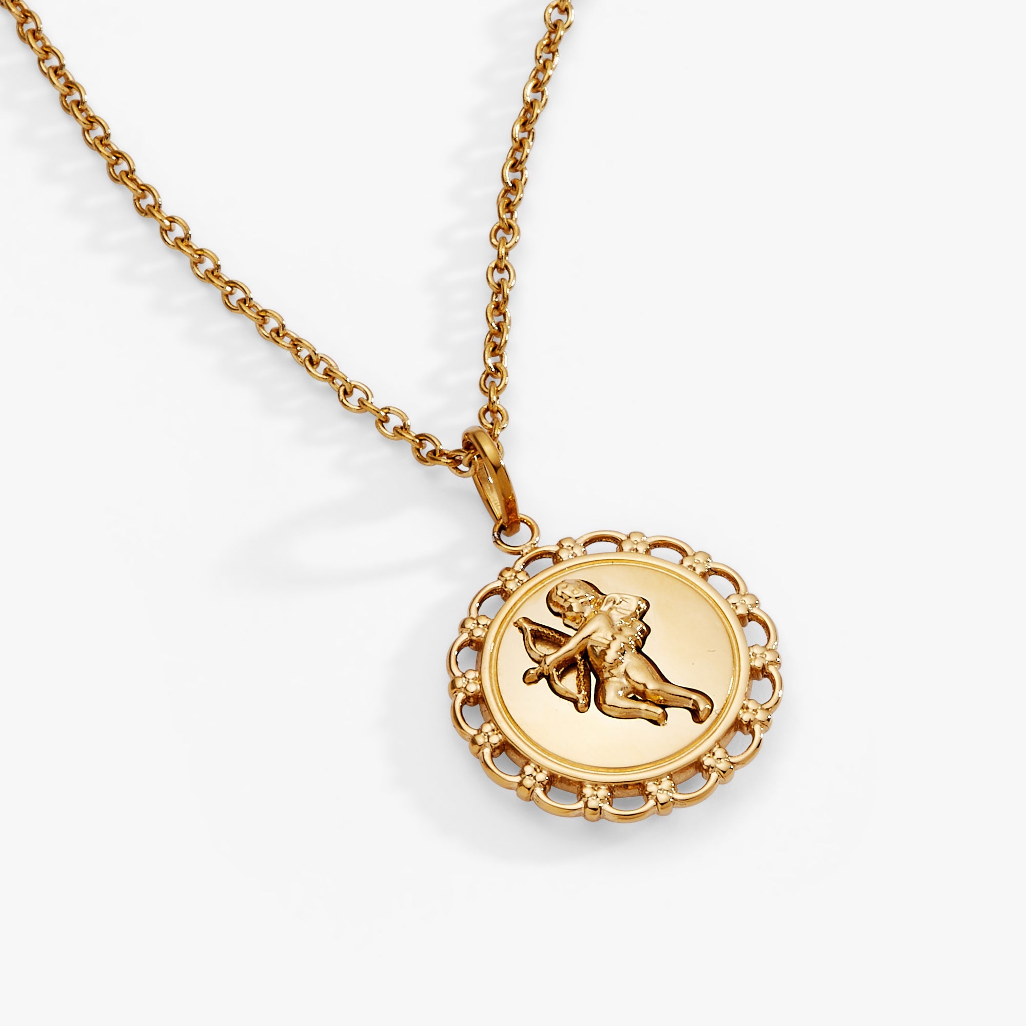Cupid Engravable Pendant Stainless Steel Gold | Alex and Ani