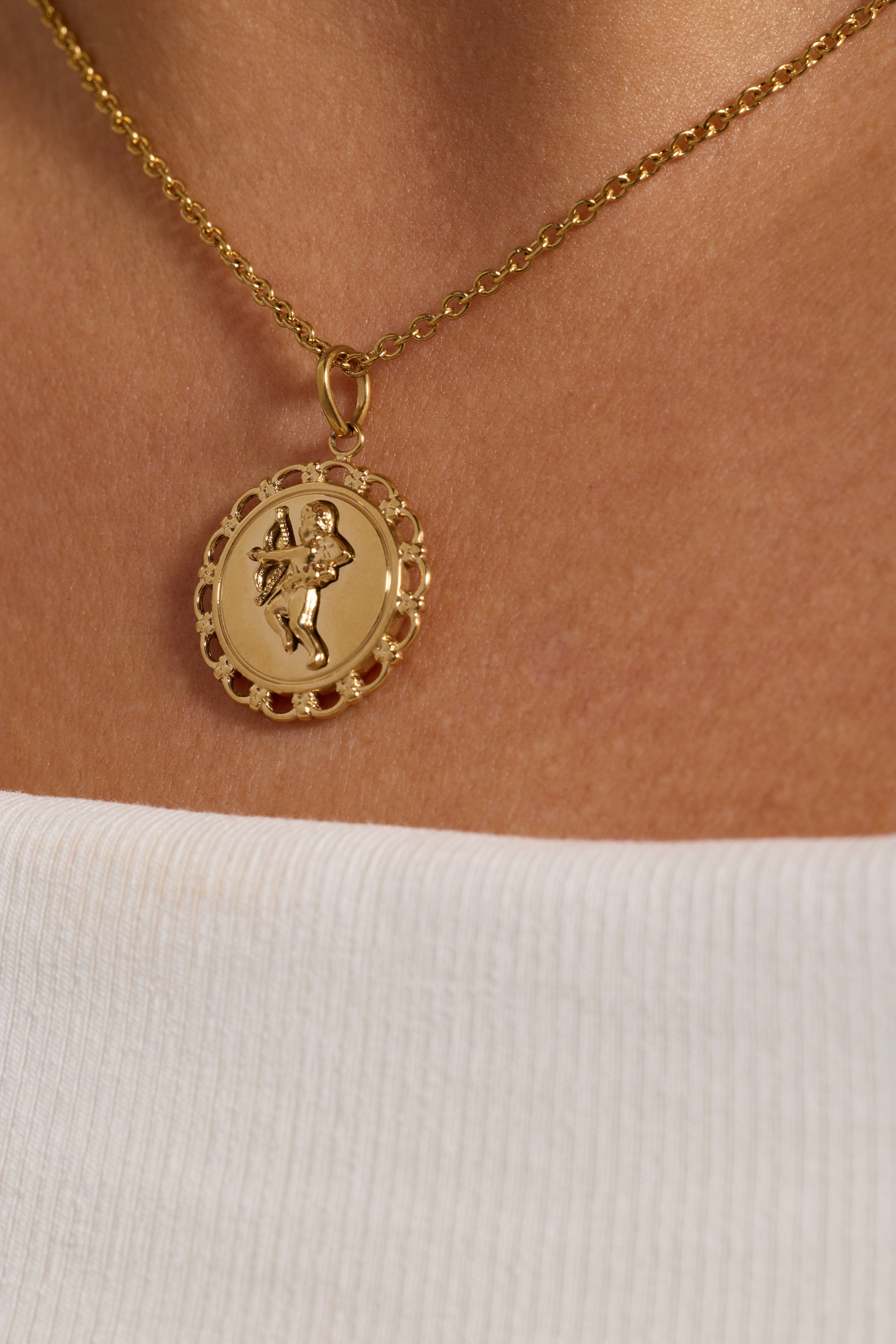 Cupid Engravable Pendant Stainless Steel Gold | Alex and Ani